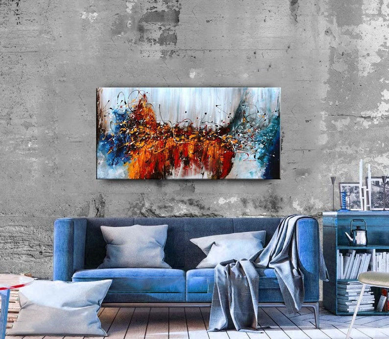 Red & Blue Abstract Art for Large Walls  #CWA 009