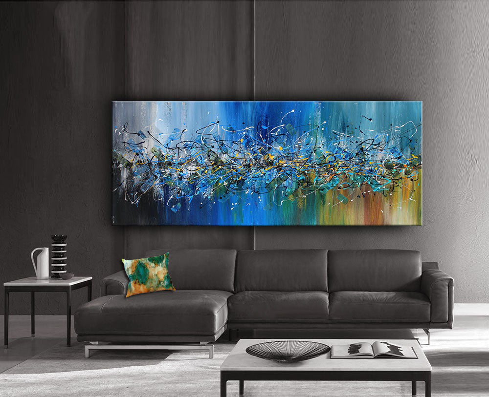 Large Wall Art for Living Room – Abstract Art Inspired by Jackson Pollock #CWA 006