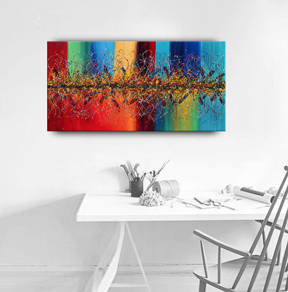 Jackson Pollock-Inspired Extra-Large Multicolor Abstract Wall Art  #CWA 011