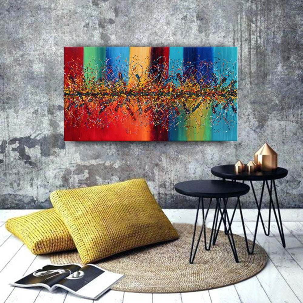 Jackson Pollock-Inspired Extra-Large Multicolor Abstract Wall Art  #CWA 011