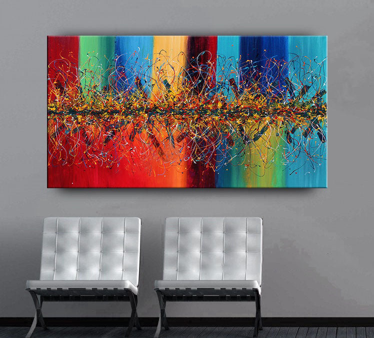 Jackson Pollock-Inspired Extra-Large Multicolor Abstract Wall Art  #CWA 011