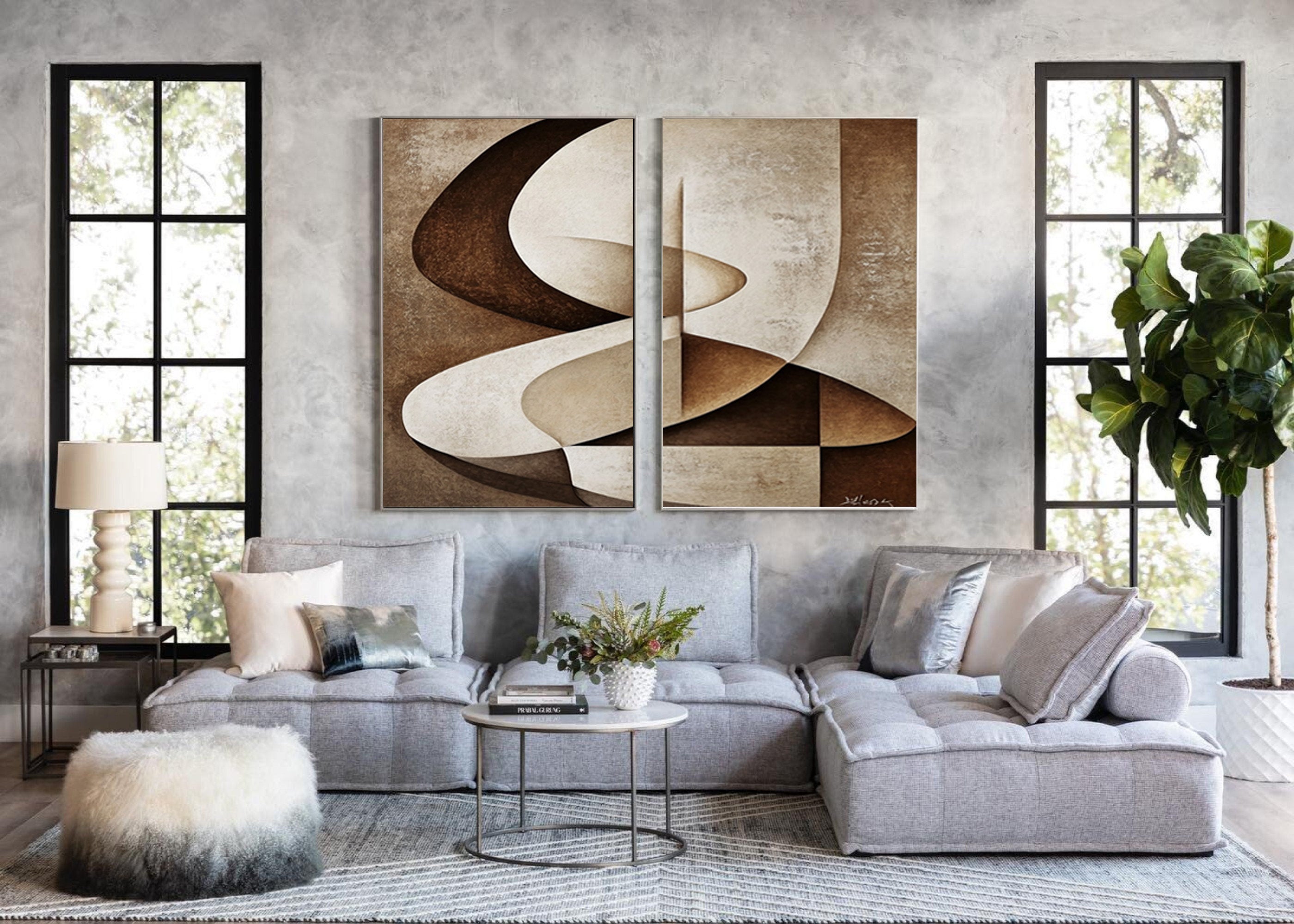 Minimalist Abstract Canvas Wall Art - Large Modern Wall Art #OS 083