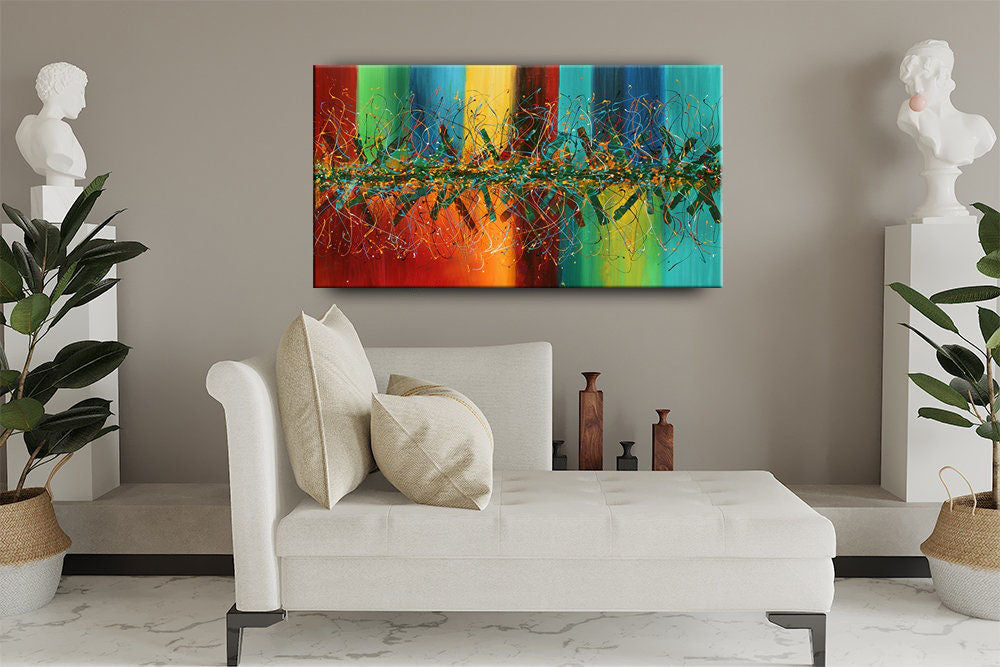 Jackson Pollock-Inspired Extra-Large Multicolor Abstract Wall Art  #CWA 011