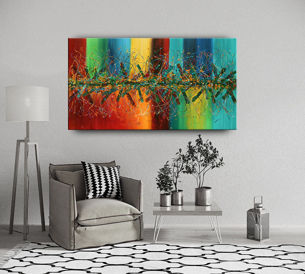 Jackson Pollock-Inspired Extra-Large Multicolor Abstract Wall Art  #CWA 011