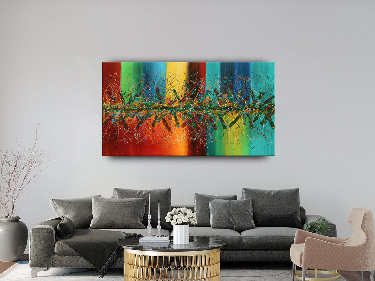 Jackson Pollock-Inspired Extra-Large Multicolor Abstract Wall Art  #CWA 011