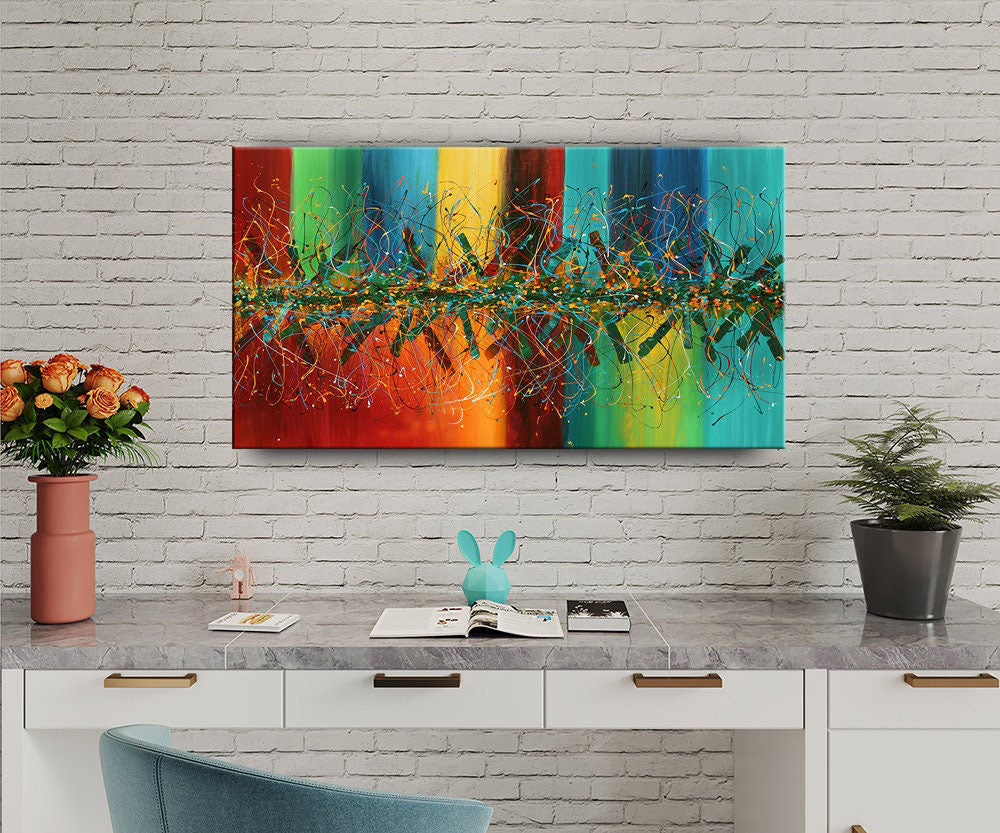 Jackson Pollock-Inspired Extra-Large Multicolor Abstract Wall Art  #CWA 011