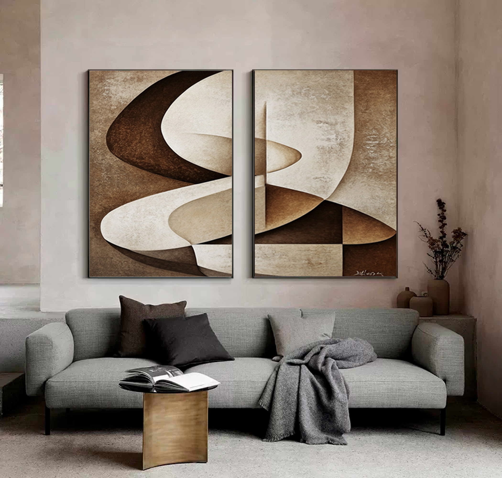 Minimalist Abstract Canvas Wall Art - Large Modern Wall Art #OS 083