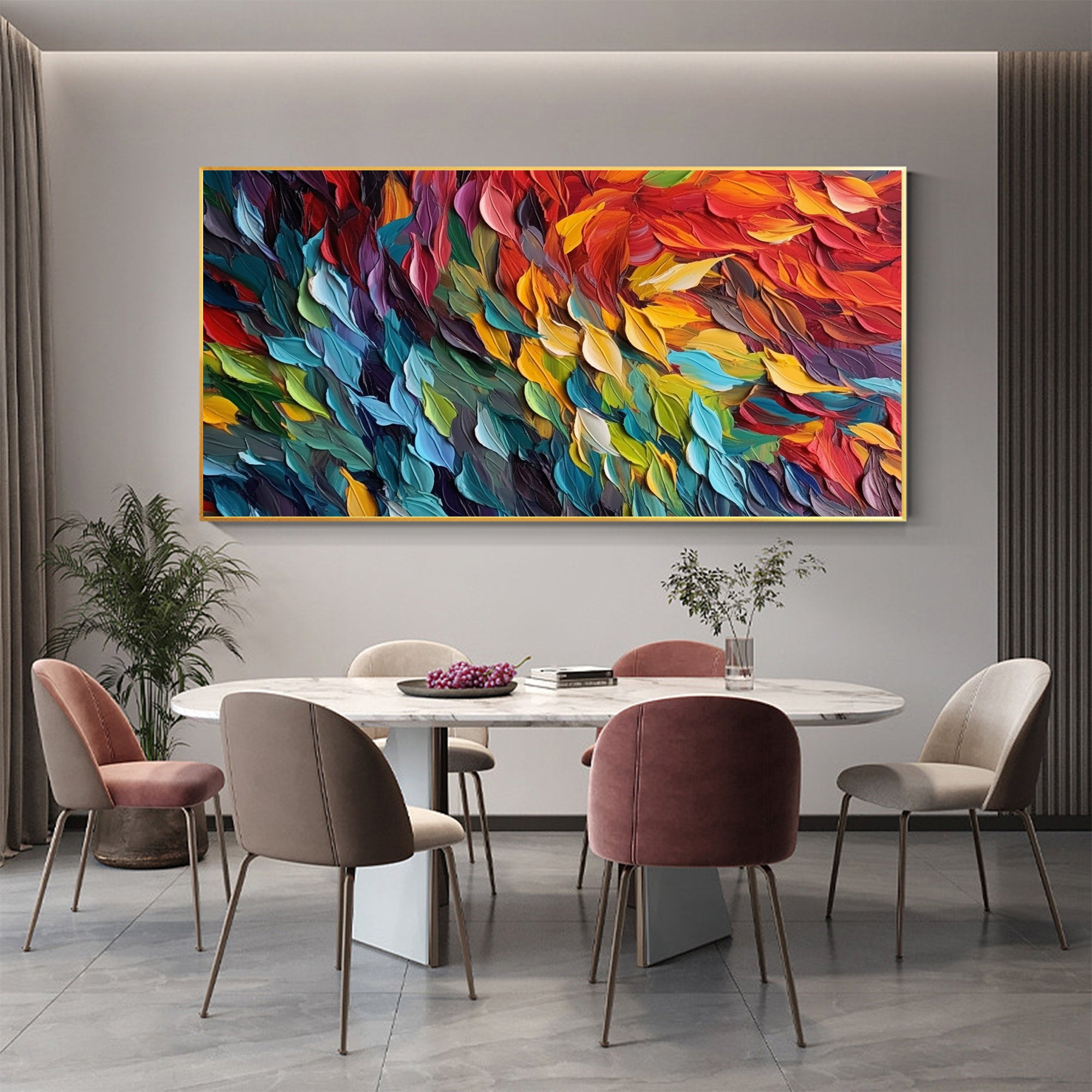 Abstract handmade hot acrylic painting on paper, modern wall art, colourful artwork, minimalist home decor