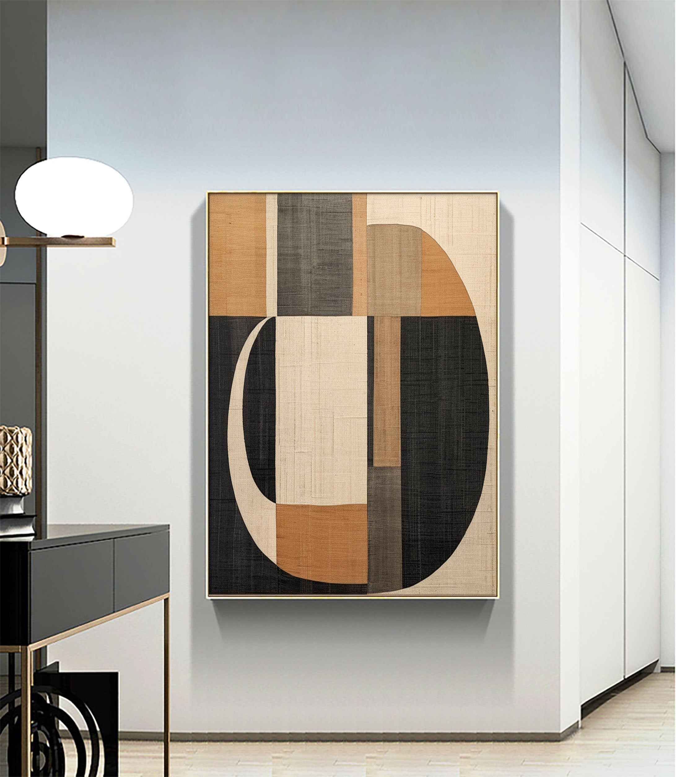 Beige & Brown Abstract Painting #LL 006