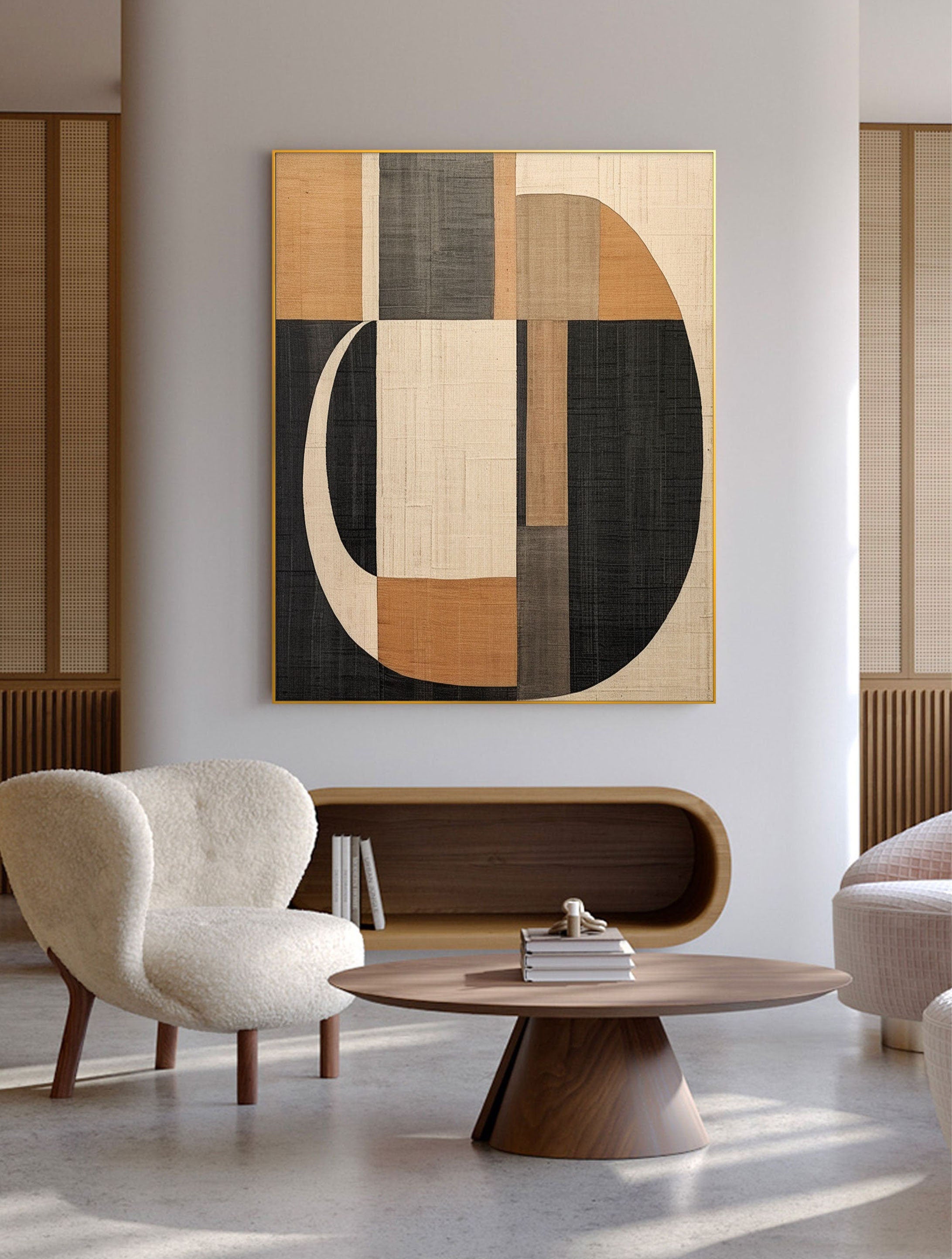 Beige & Brown Abstract Painting #LL 006