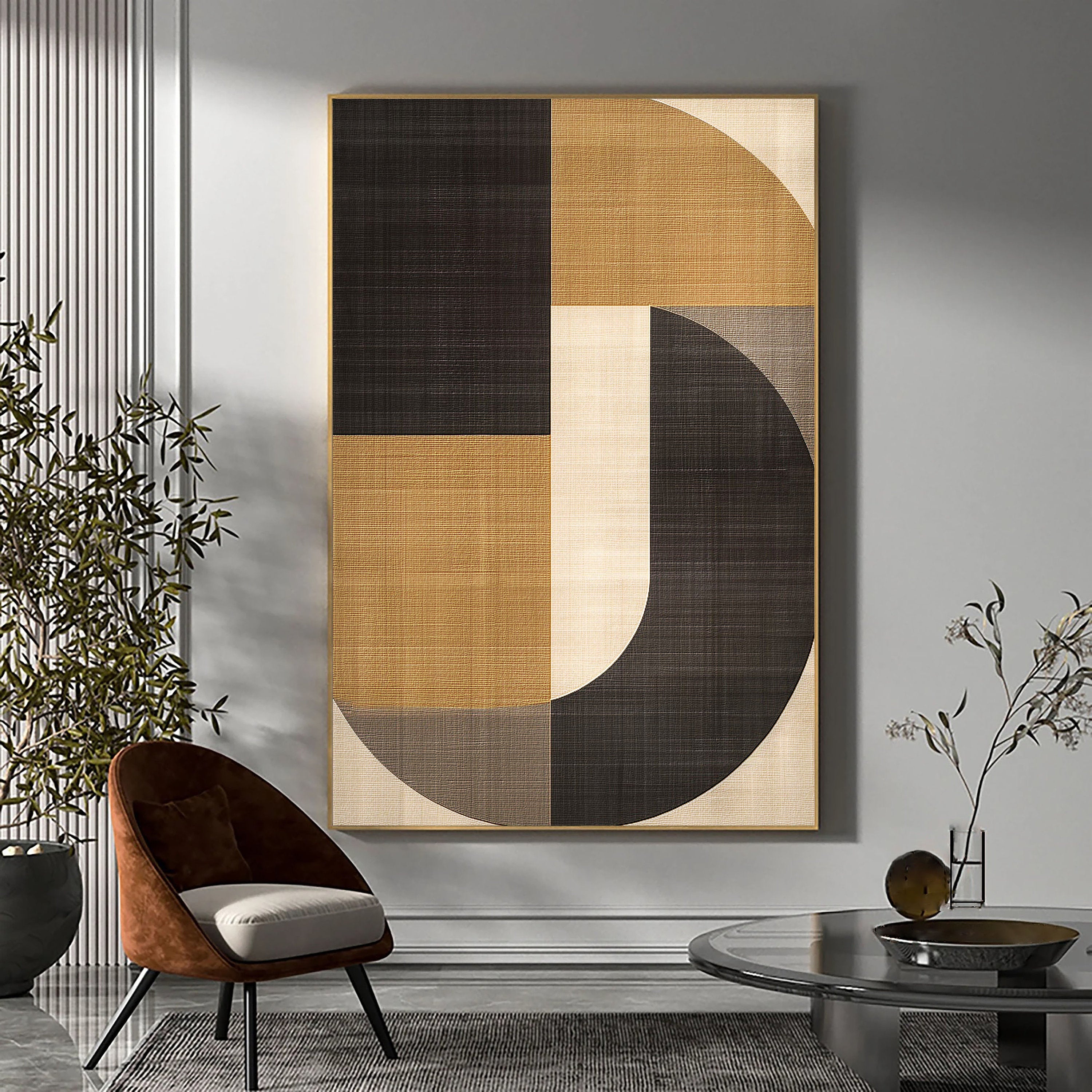 Beige & Brown Abstract Painting #LL 005
