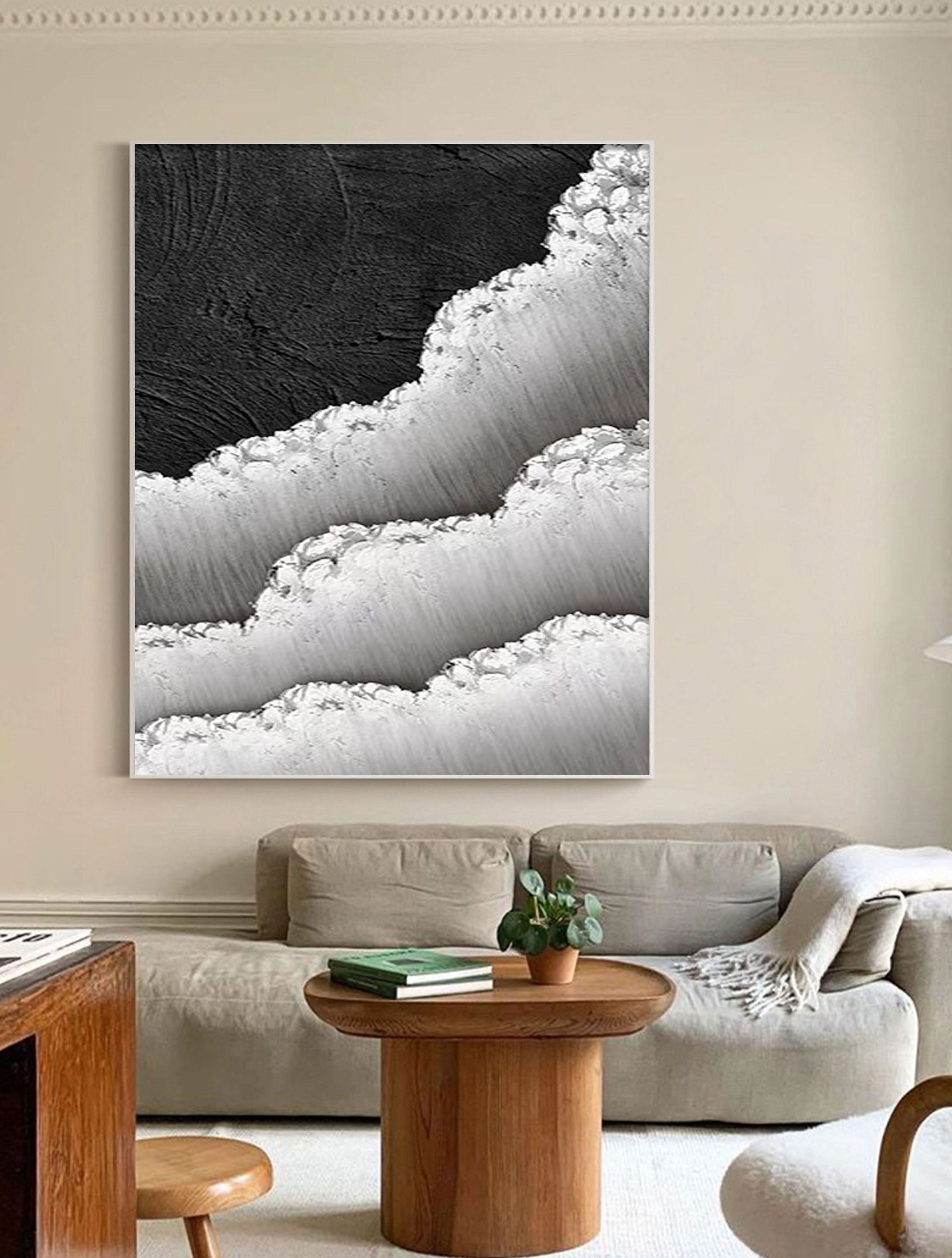 Black & White Abstract Painting #LL 006