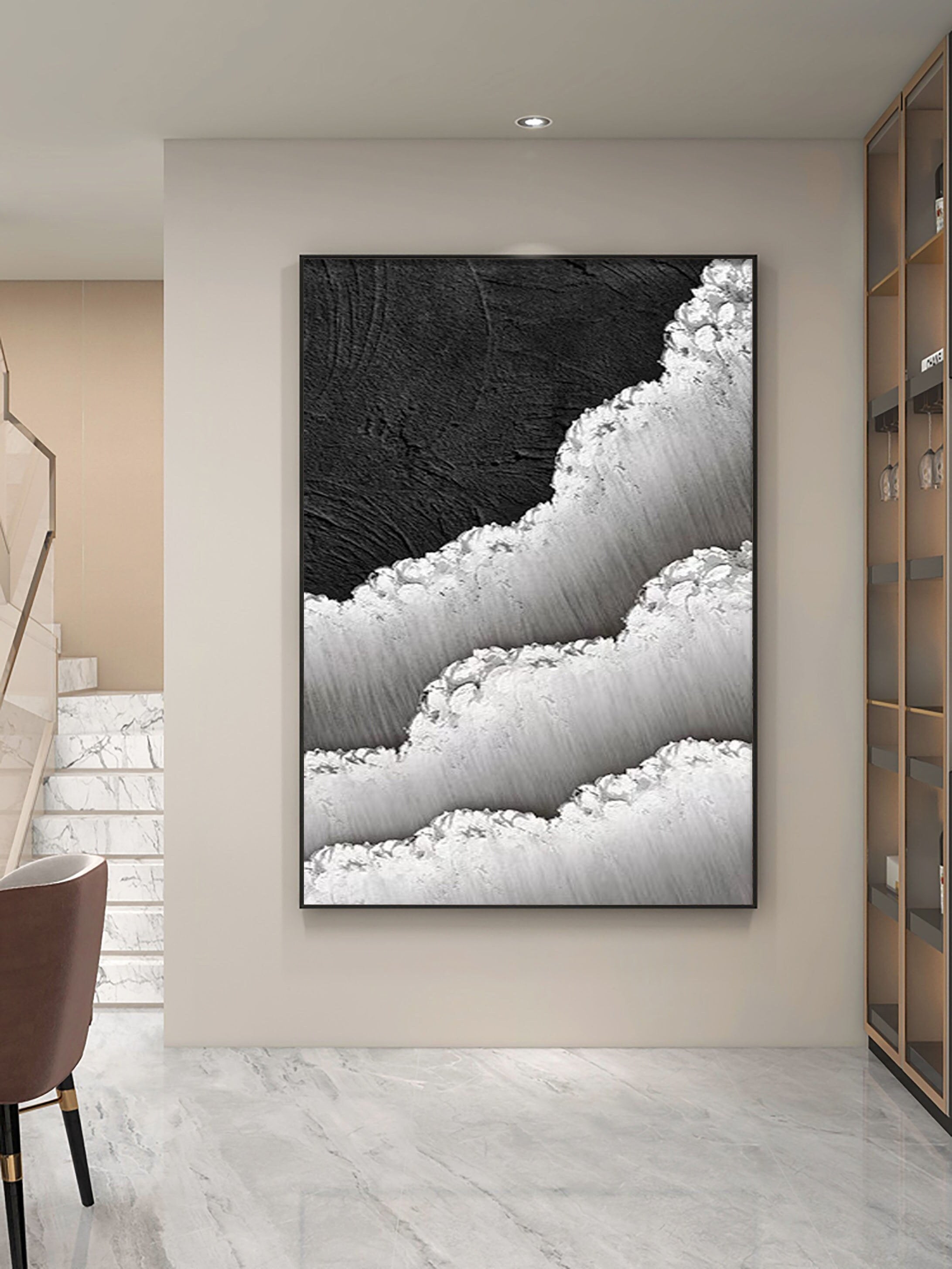 Black & White Abstract Painting #LL 006