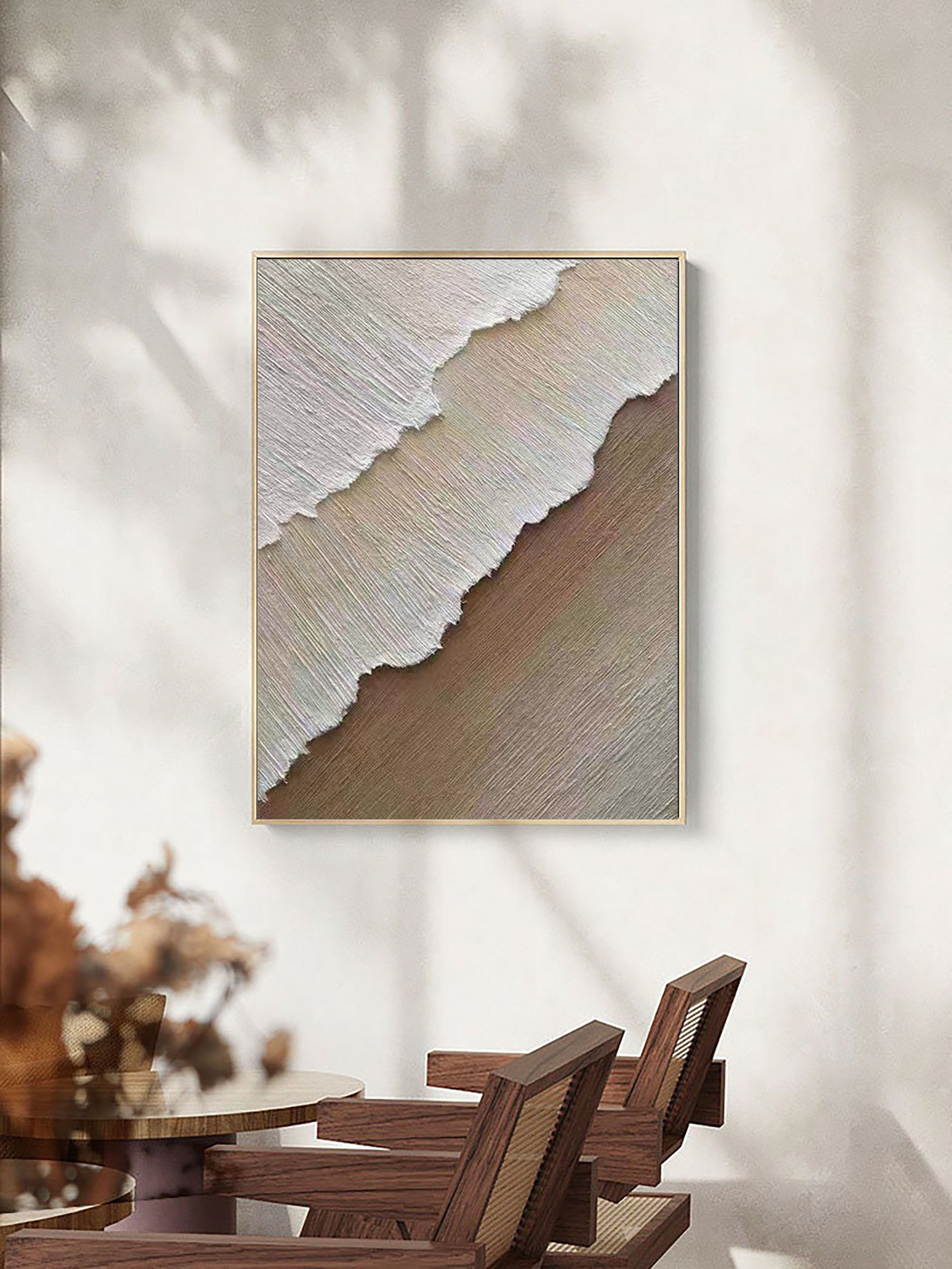 Beige & Brown Abstract Painting #LL 007