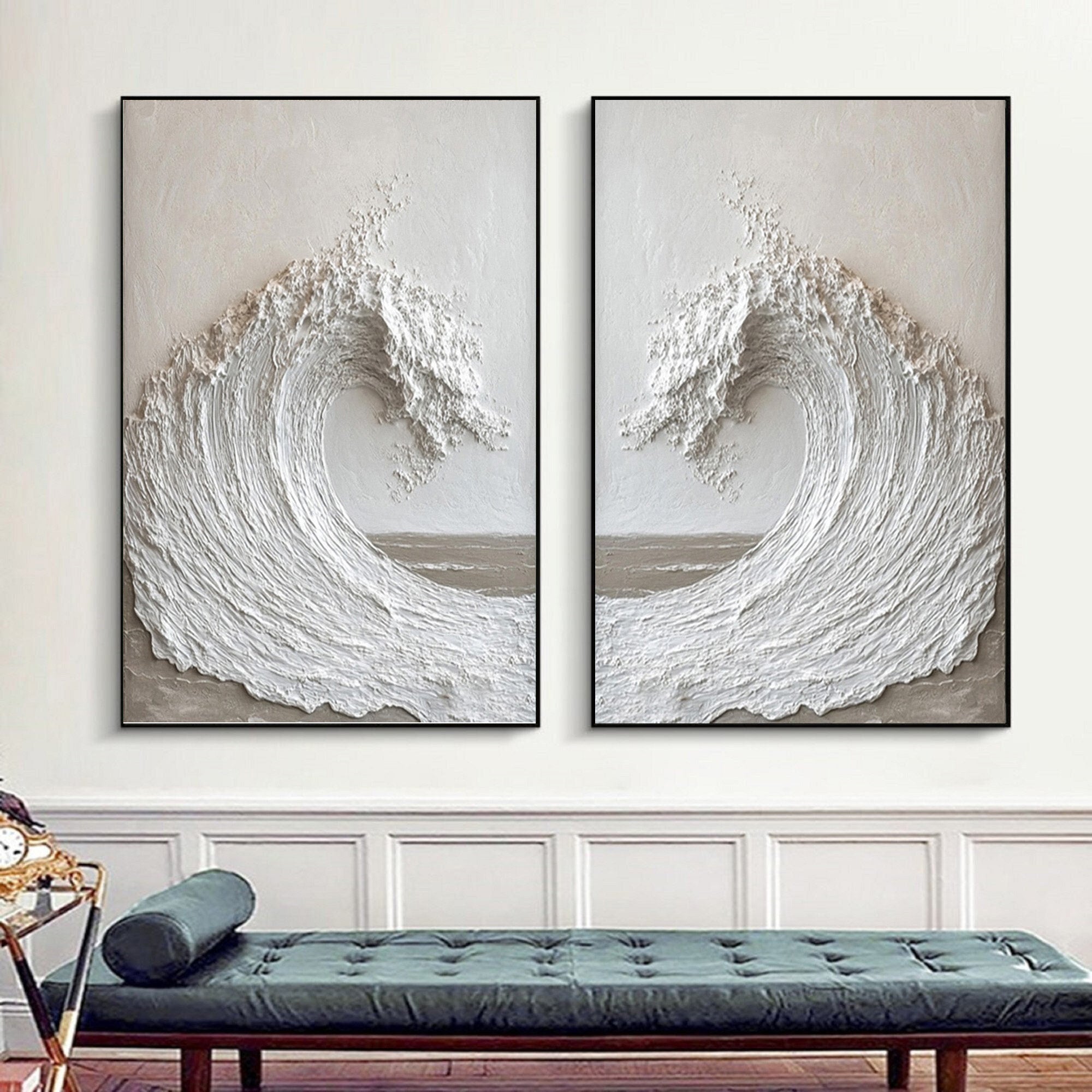 Abstract Ocean Wall Art - Textured Large Wall Art SET OF 2 #OS 082