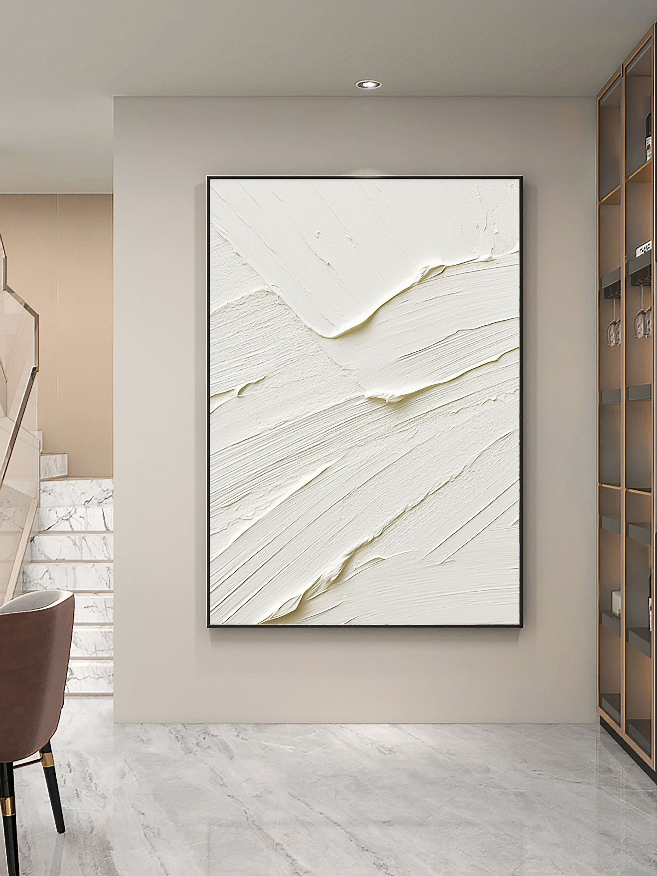 White Minimalist Abstract Painting #CXA 010