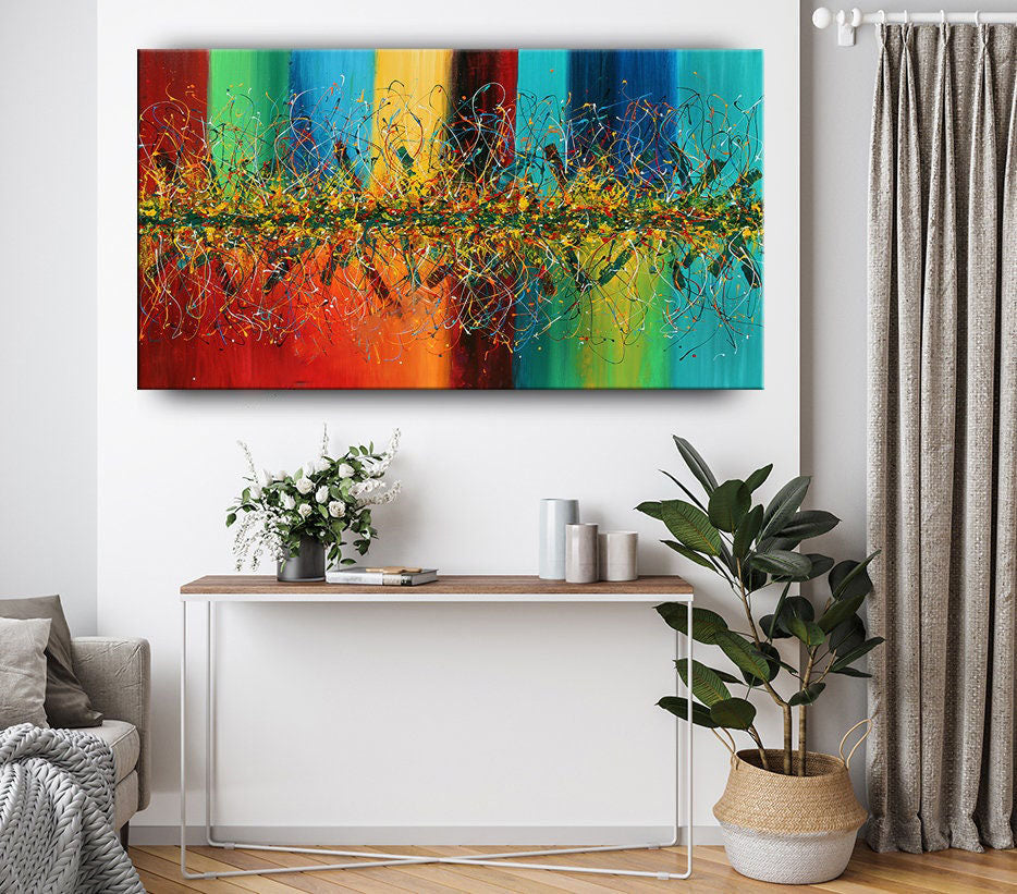 Jackson Pollock-Inspired Extra-Large Multicolor Abstract Wall Art  #CWA 011