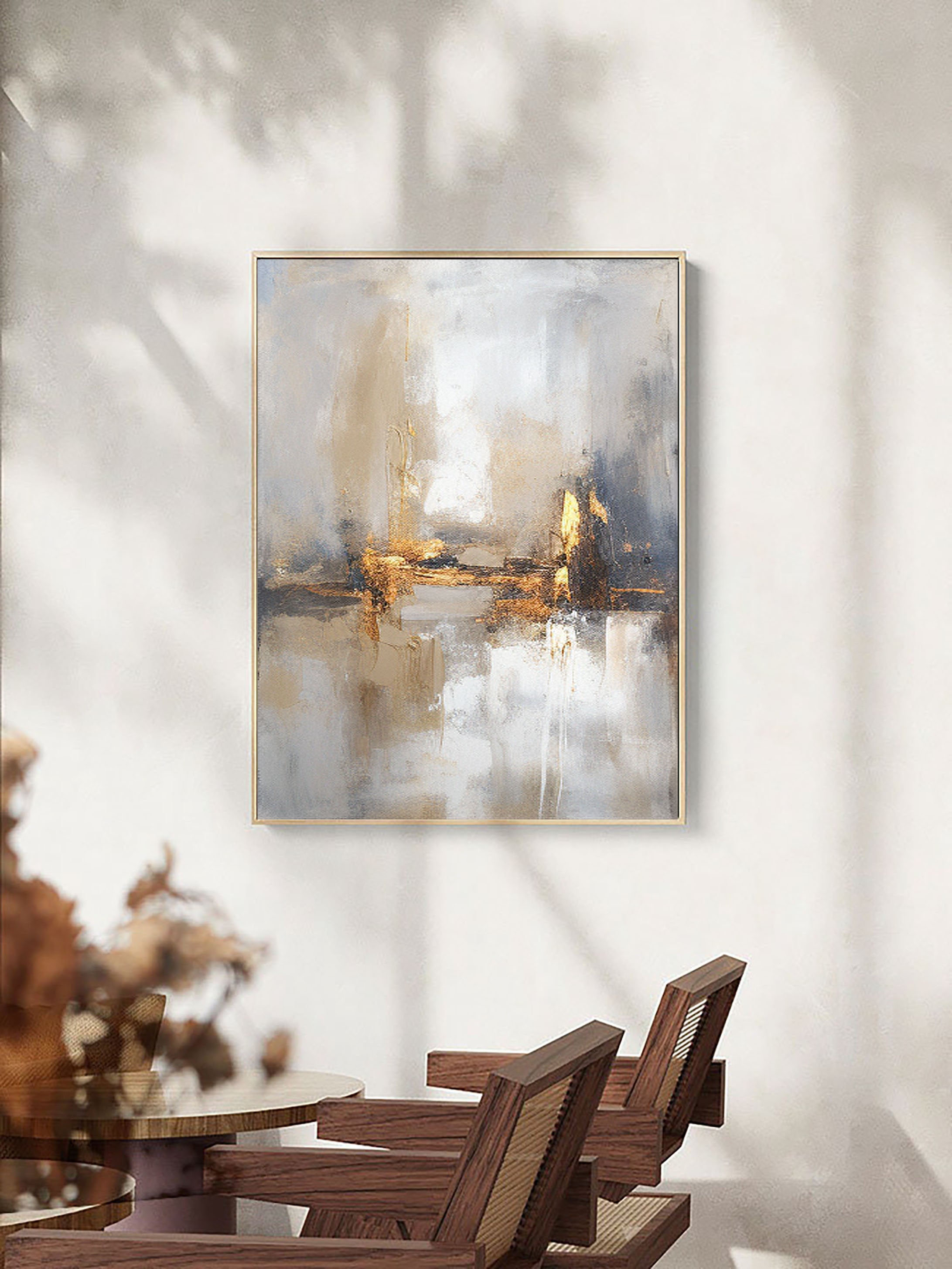 Beige & Brown Abstract Painting #LL 013
