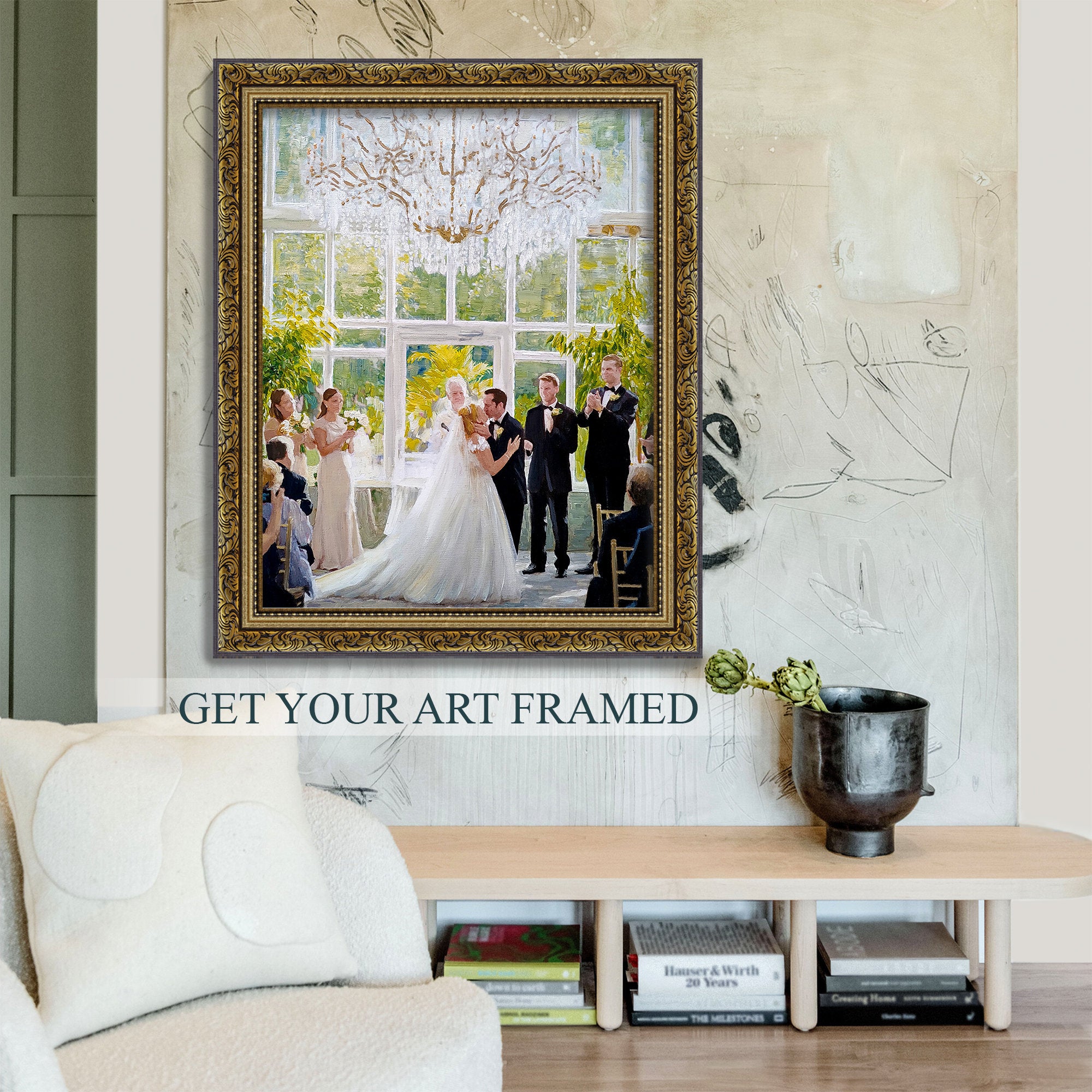 Custom Wedding Scene Oil Paintings: Personalized Group Portraits