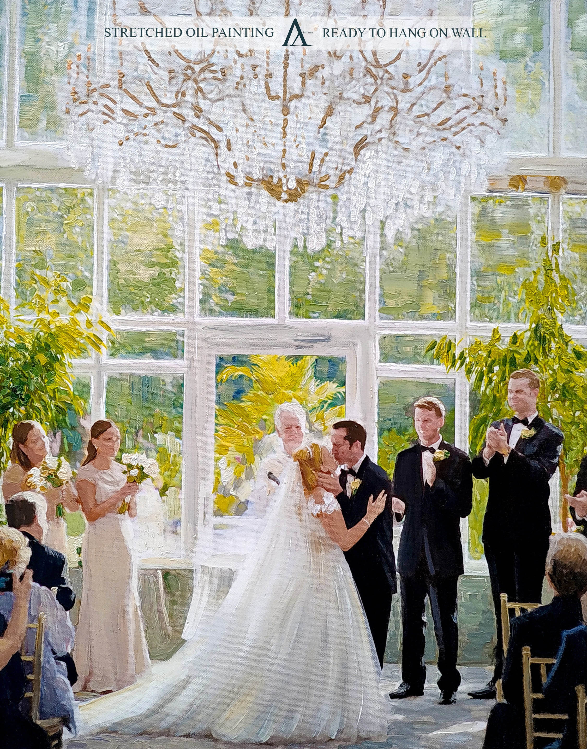 Custom Wedding Scene Oil Paintings: Personalized Group Portraits