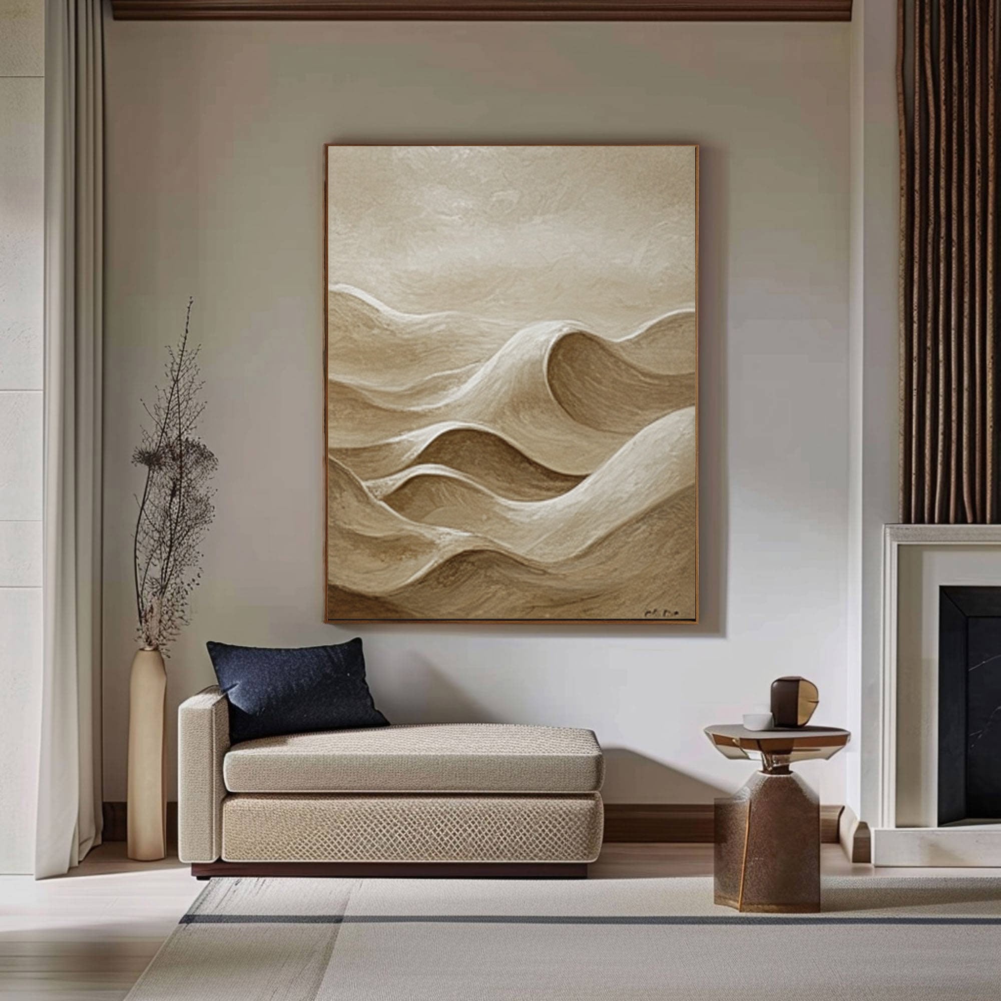 Abstract Mountain Wall Art - Neutral Minimalist Canvas for Home Decor  #OS 086