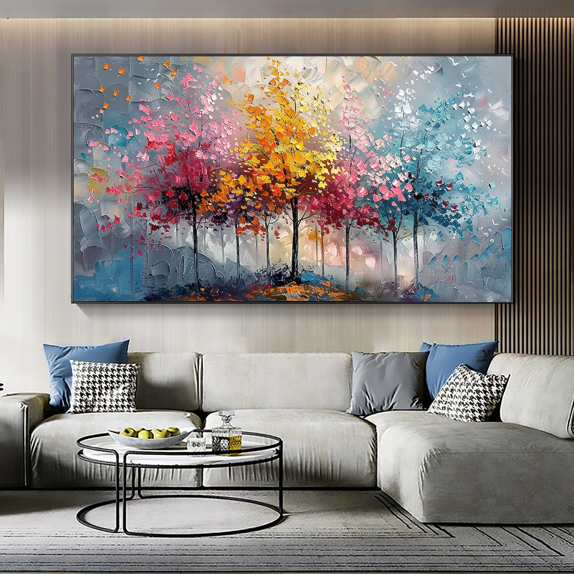 Large Colorful Tree Abstract Wall Art for Home Decor #FT 010