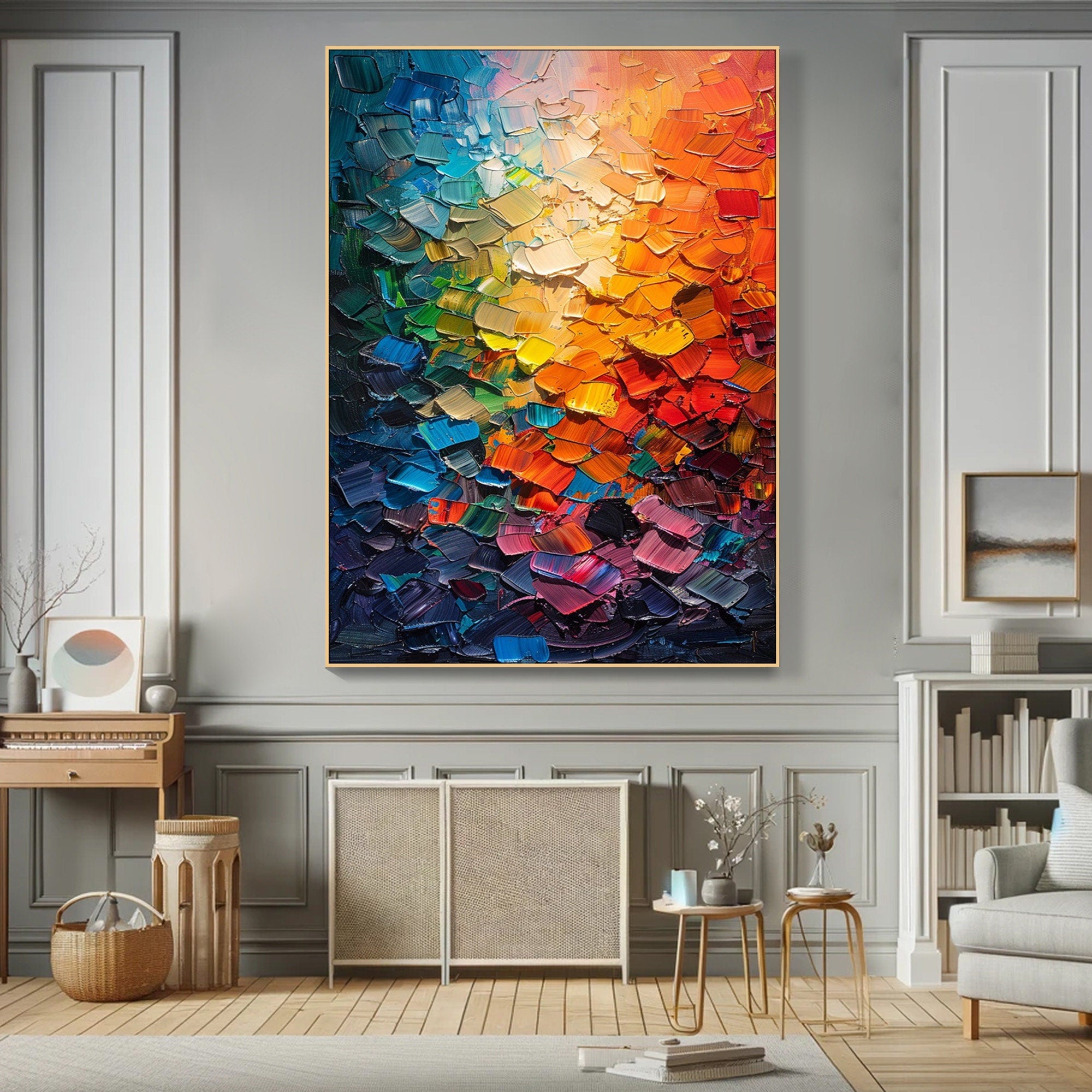 Radiant Spectrum Colorful Textured Abstract Canvas Wall Art #CAP 061