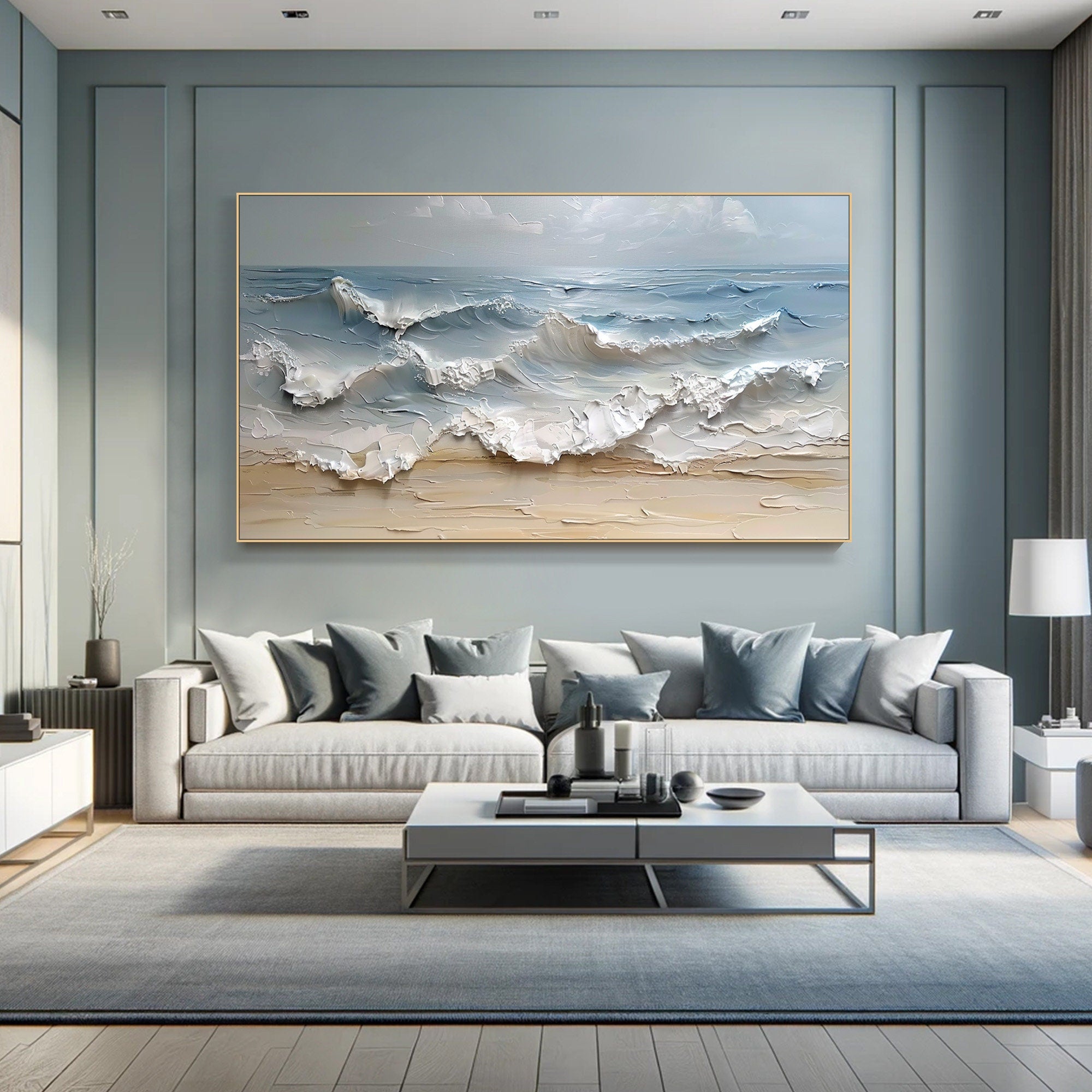 Large Textured Seascape Painting for Living Room Wall Art #OS 001