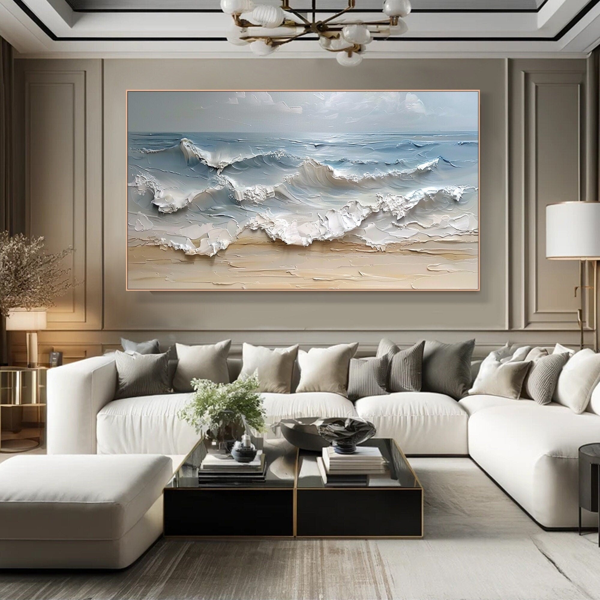 Large Textured Seascape Painting for Living Room Wall Art #OS 001