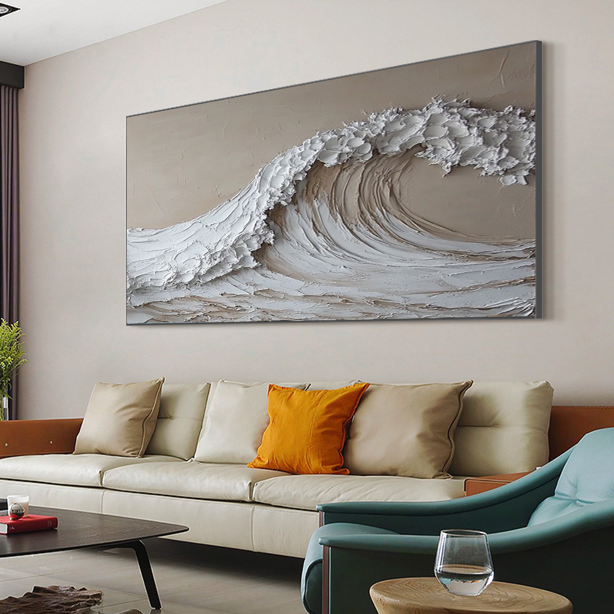 Textured Ocean Wave Art 3D Oil Painting for Modern Living Rooms #BBM 027