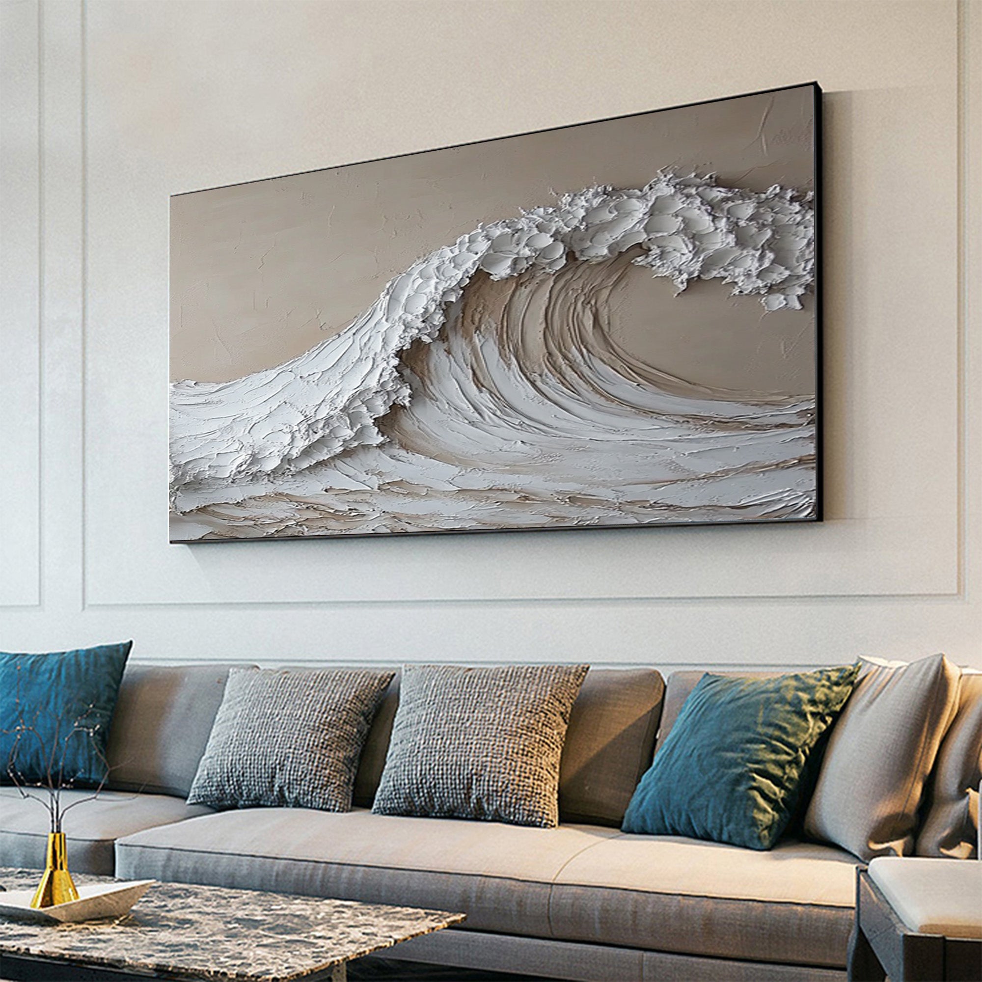 Textured Ocean Wave Art 3D Oil Painting for Modern Living Rooms #BBM 027