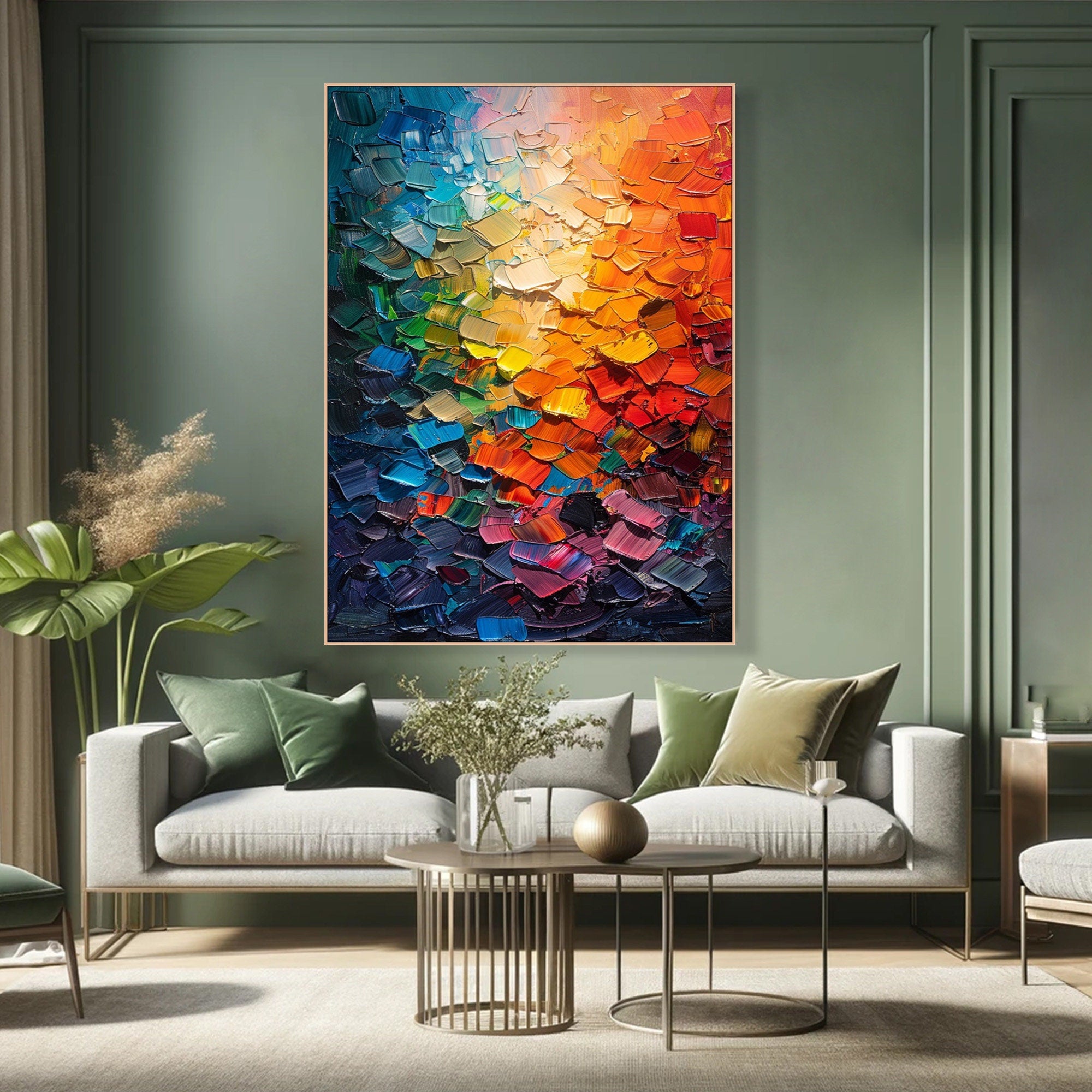 Radiant Spectrum Colorful Textured Abstract Canvas Wall Art #CAP 061