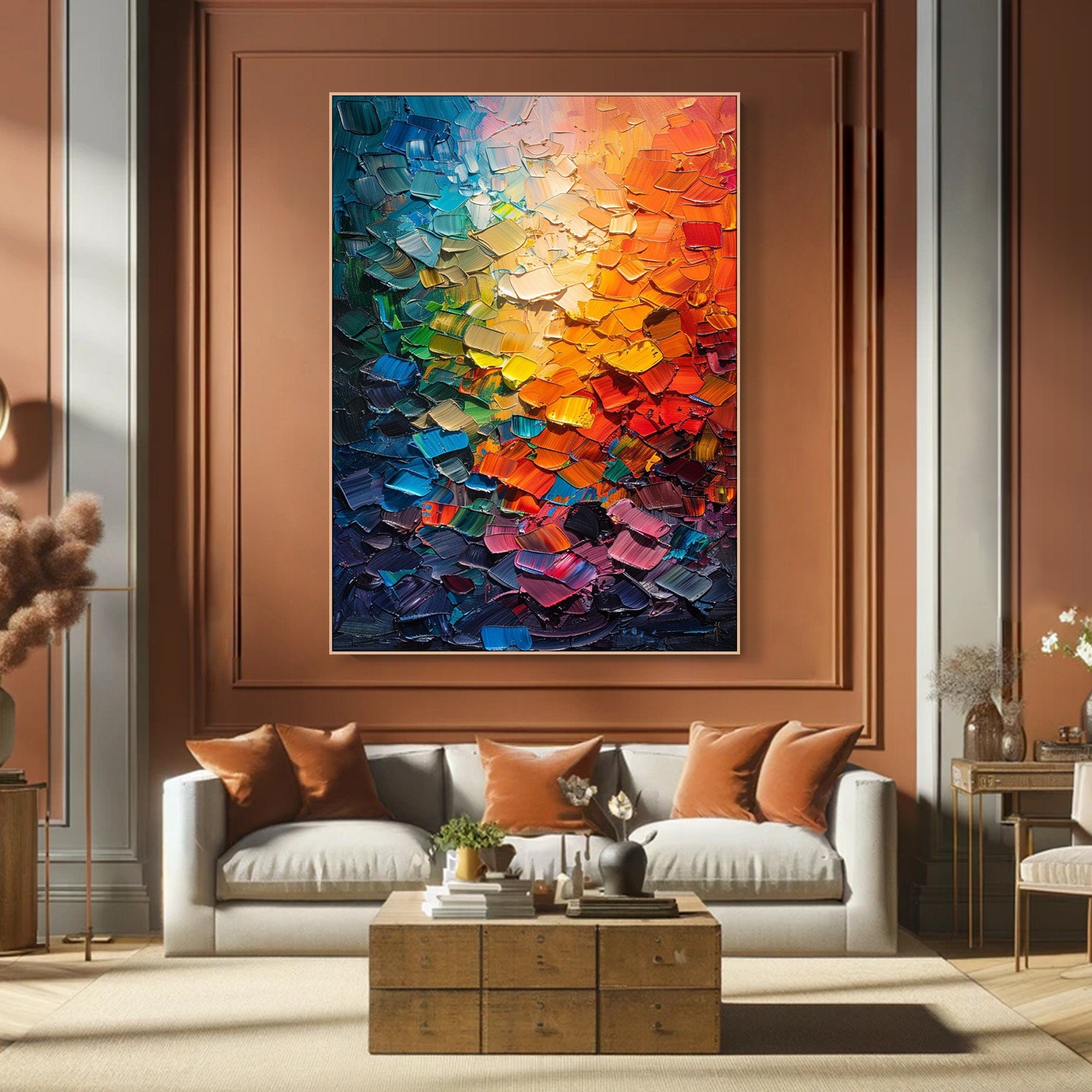 Radiant Spectrum Colorful Textured Abstract Canvas Wall Art #CAP 061