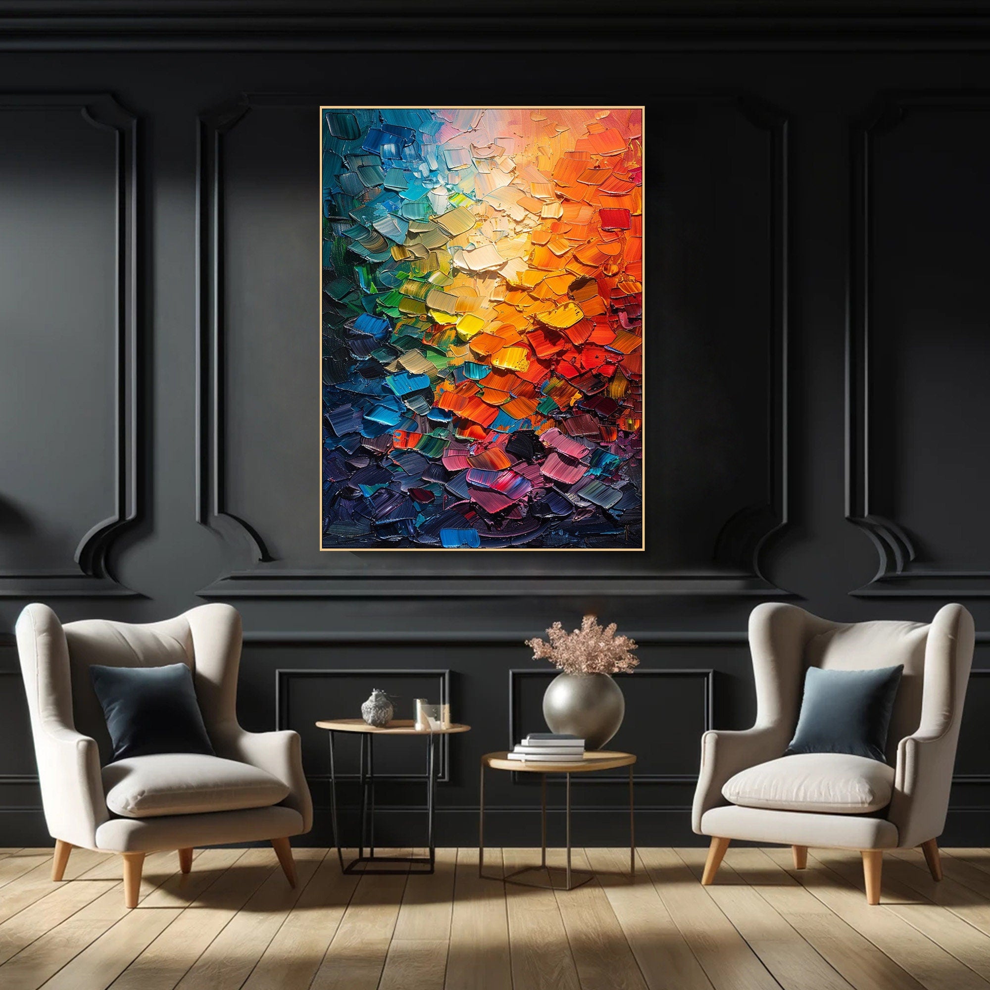 Radiant Spectrum Colorful Textured Abstract Canvas Wall Art #CAP 061