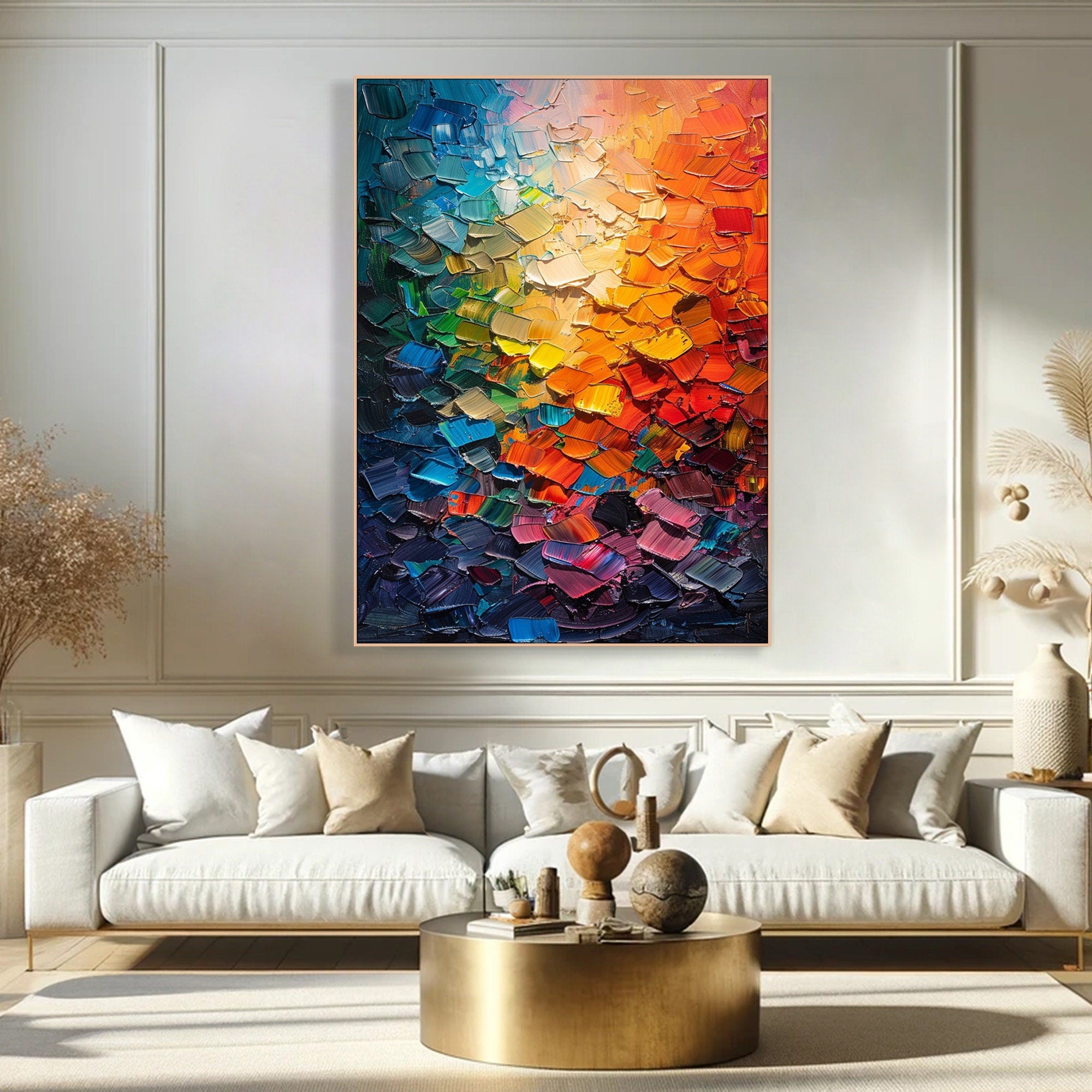 Radiant Spectrum Colorful Textured Abstract Canvas Wall Art #CAP 061