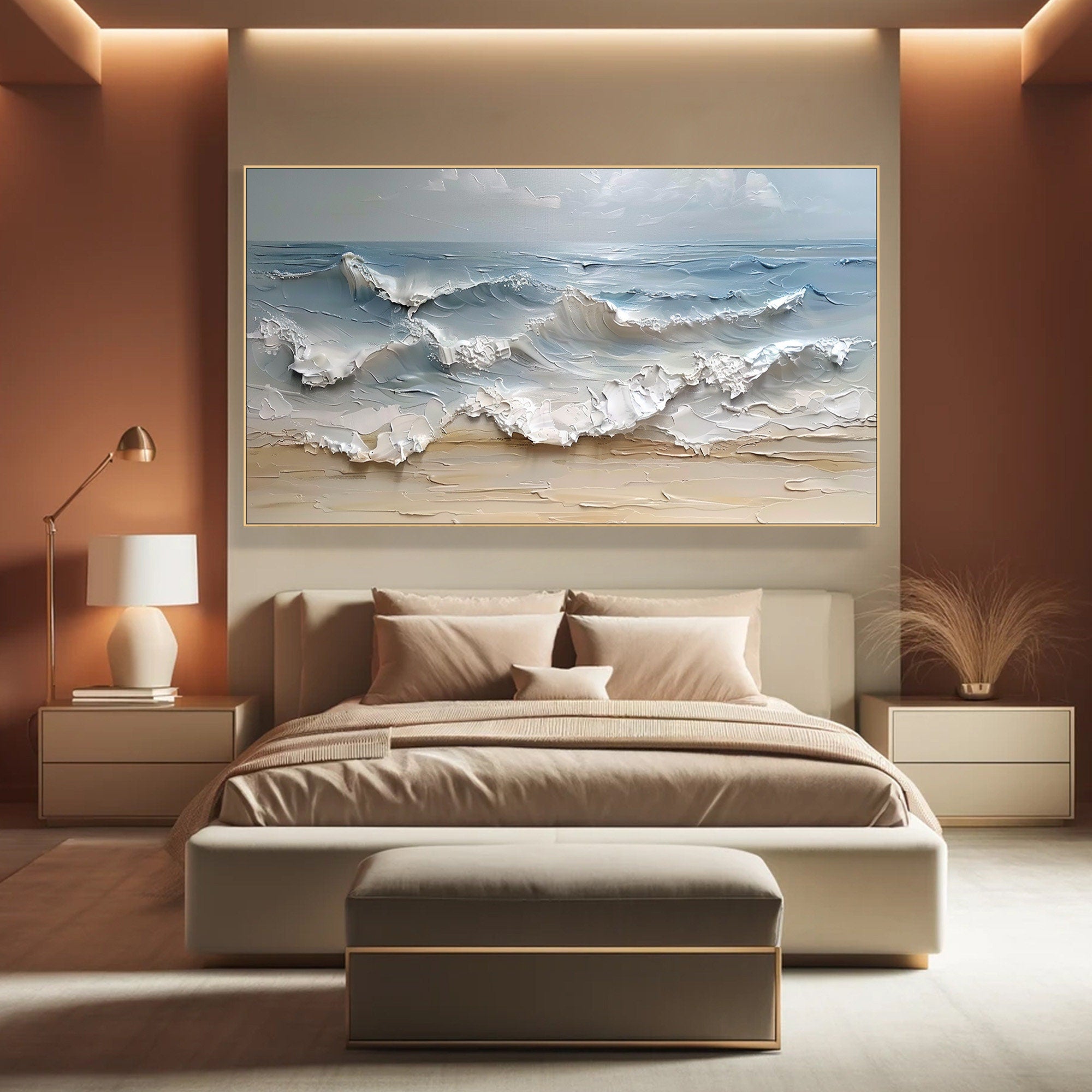 Large Textured Seascape Painting for Living Room Wall Art #OS 001