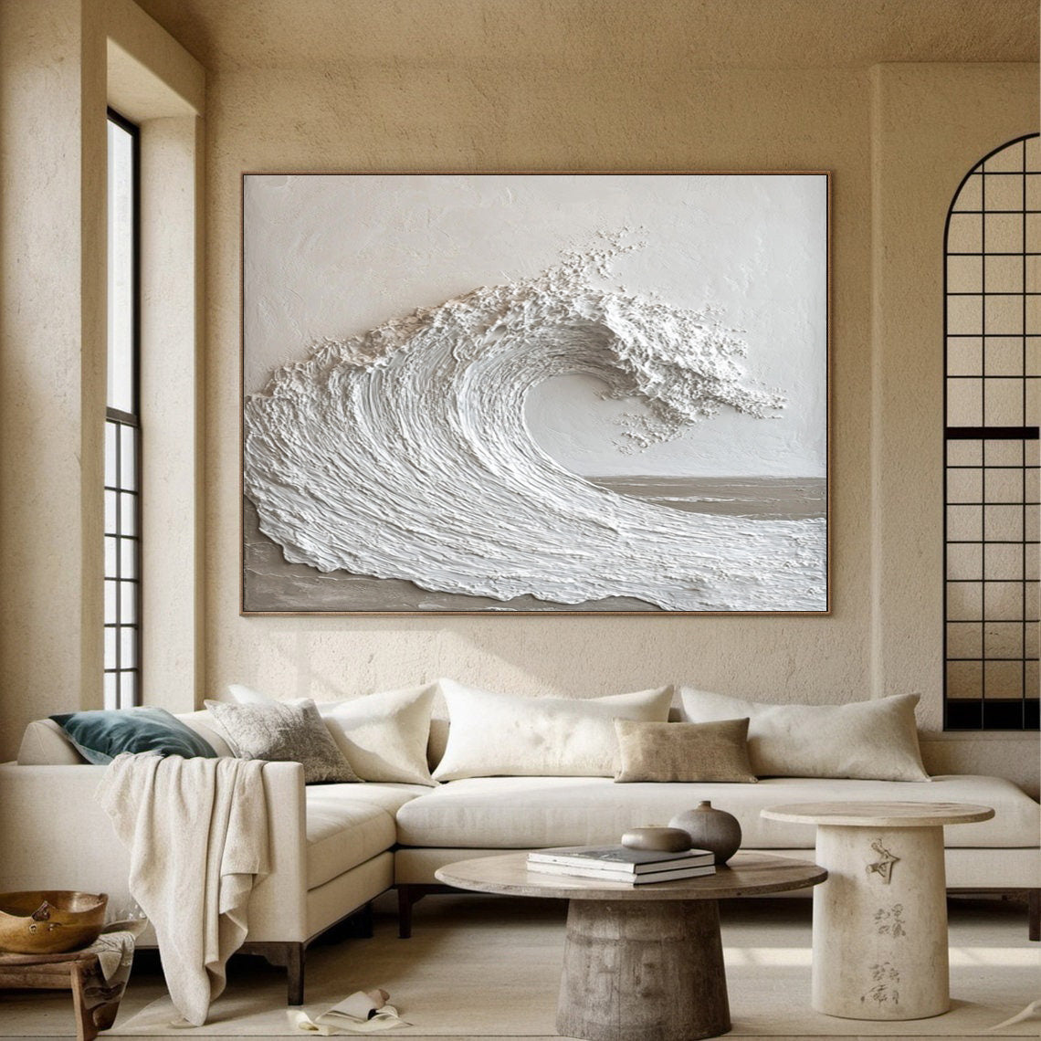 Textured Ocean Wave Art 3D Oil Painting for Modern Living Rooms #BBM 028