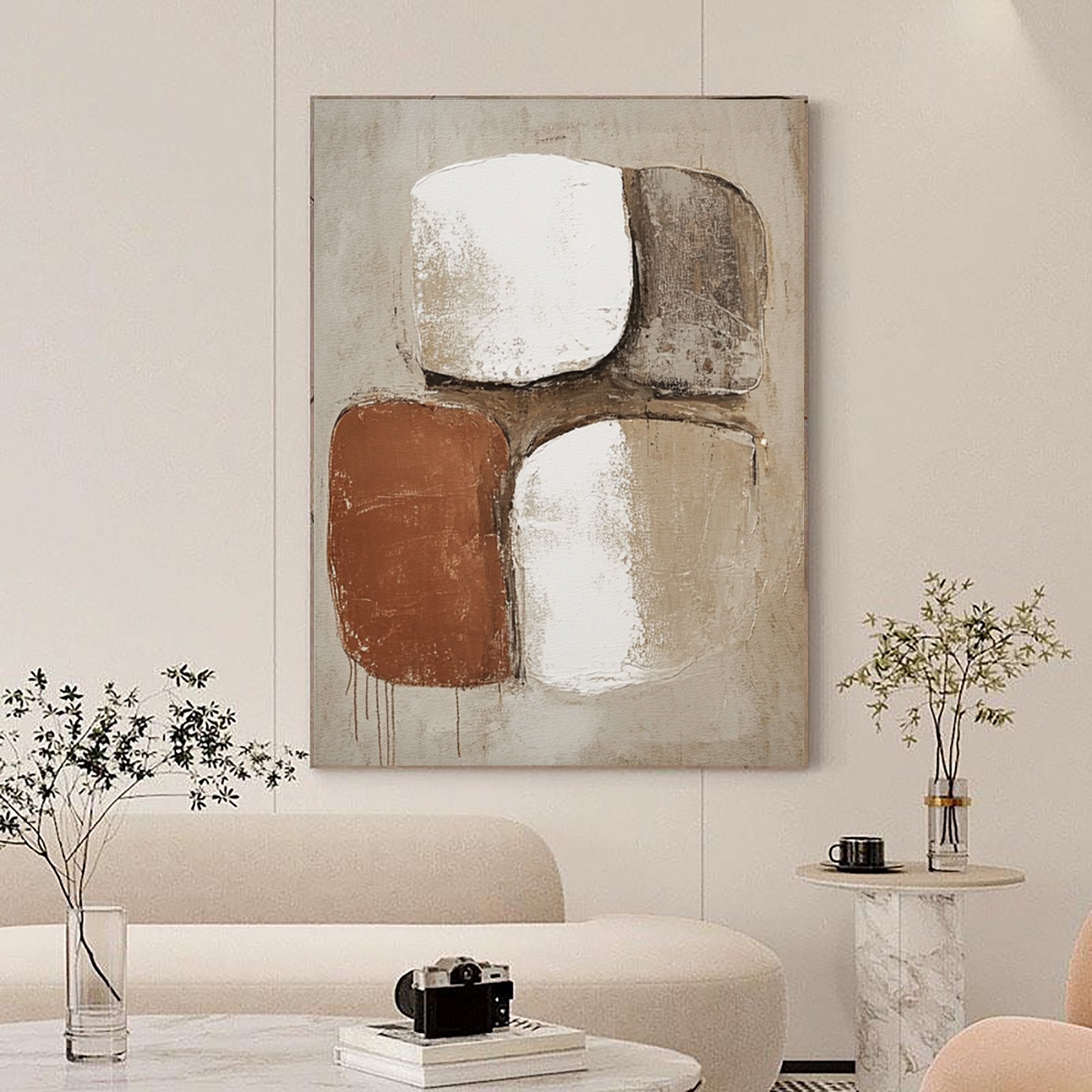 Geometric Abstract Painting Organic Shapes for Modern Decor #BBA 026