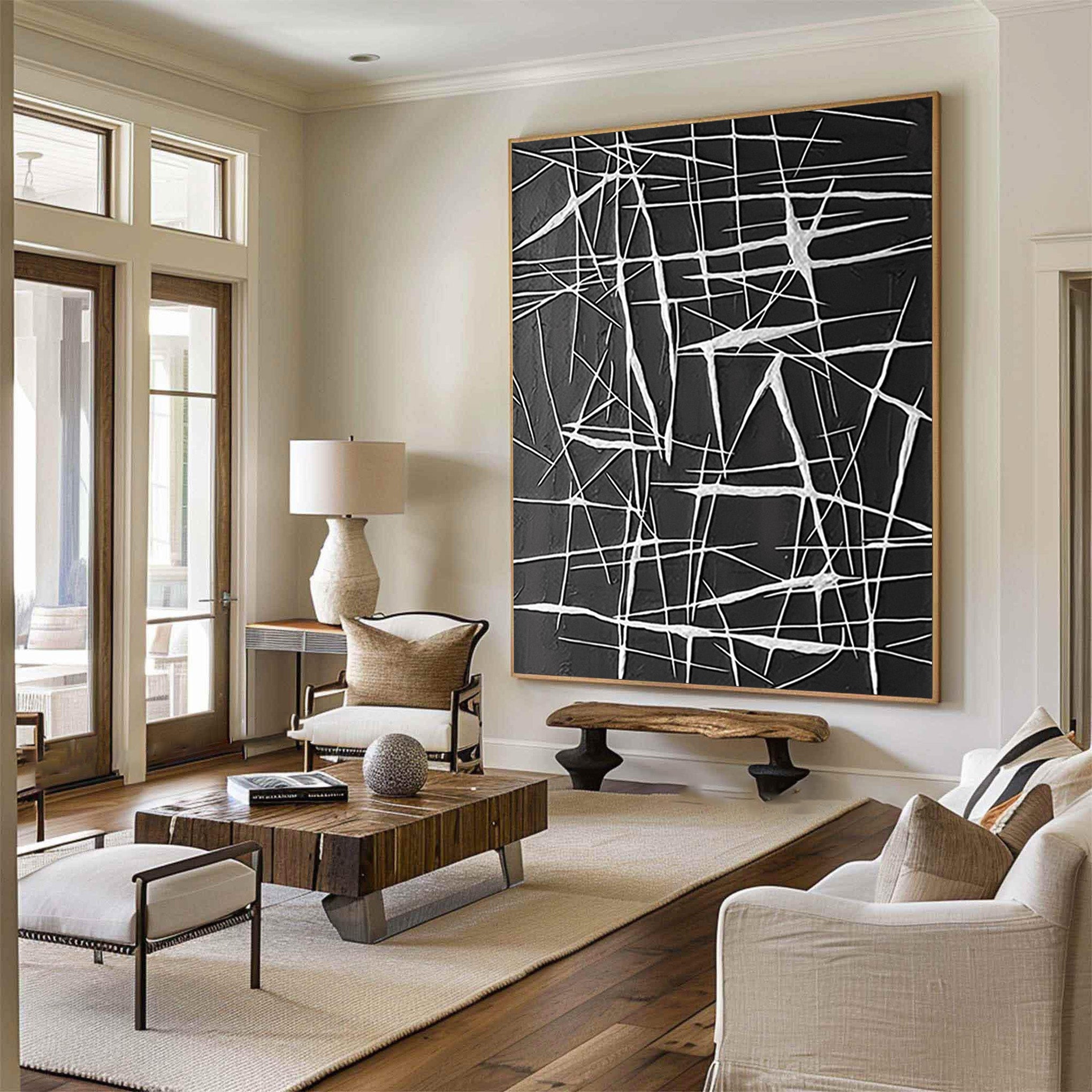 Oversized Black and White Abstract Wall Art for Bold Spaces #BBA 058