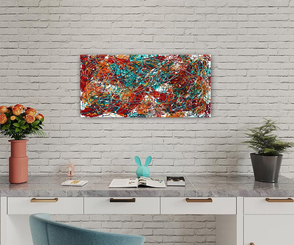 Colorful Modern Abstract Art in the Jackson Pollock Style #CWA 005