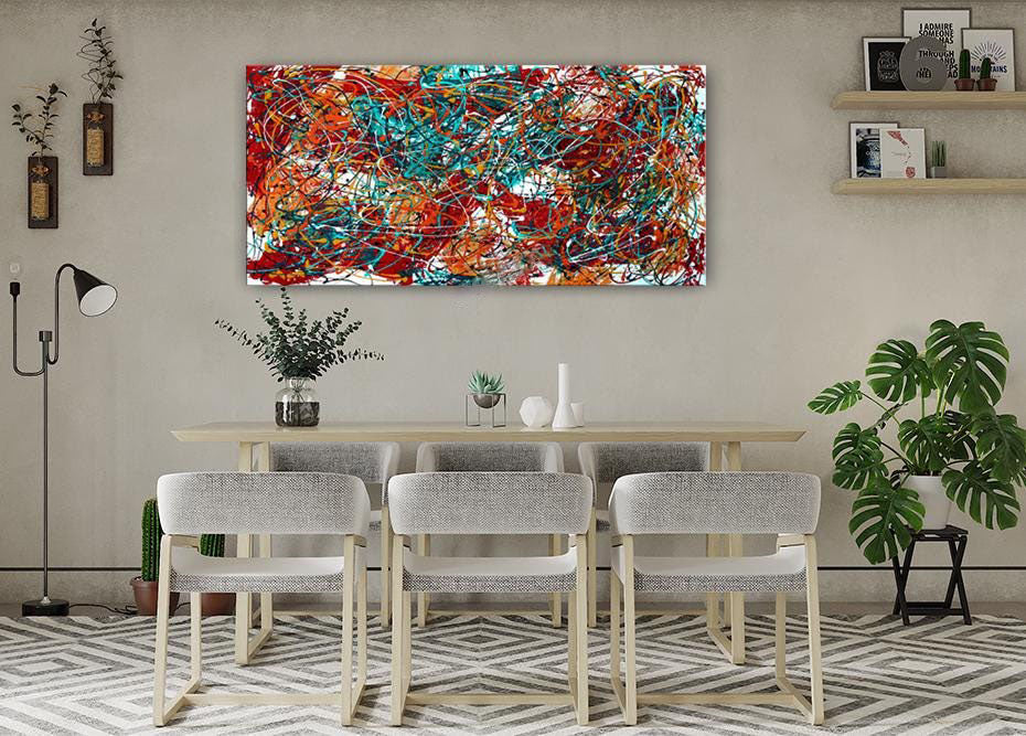 Colorful Modern Abstract Art in the Jackson Pollock Style #CWA 005