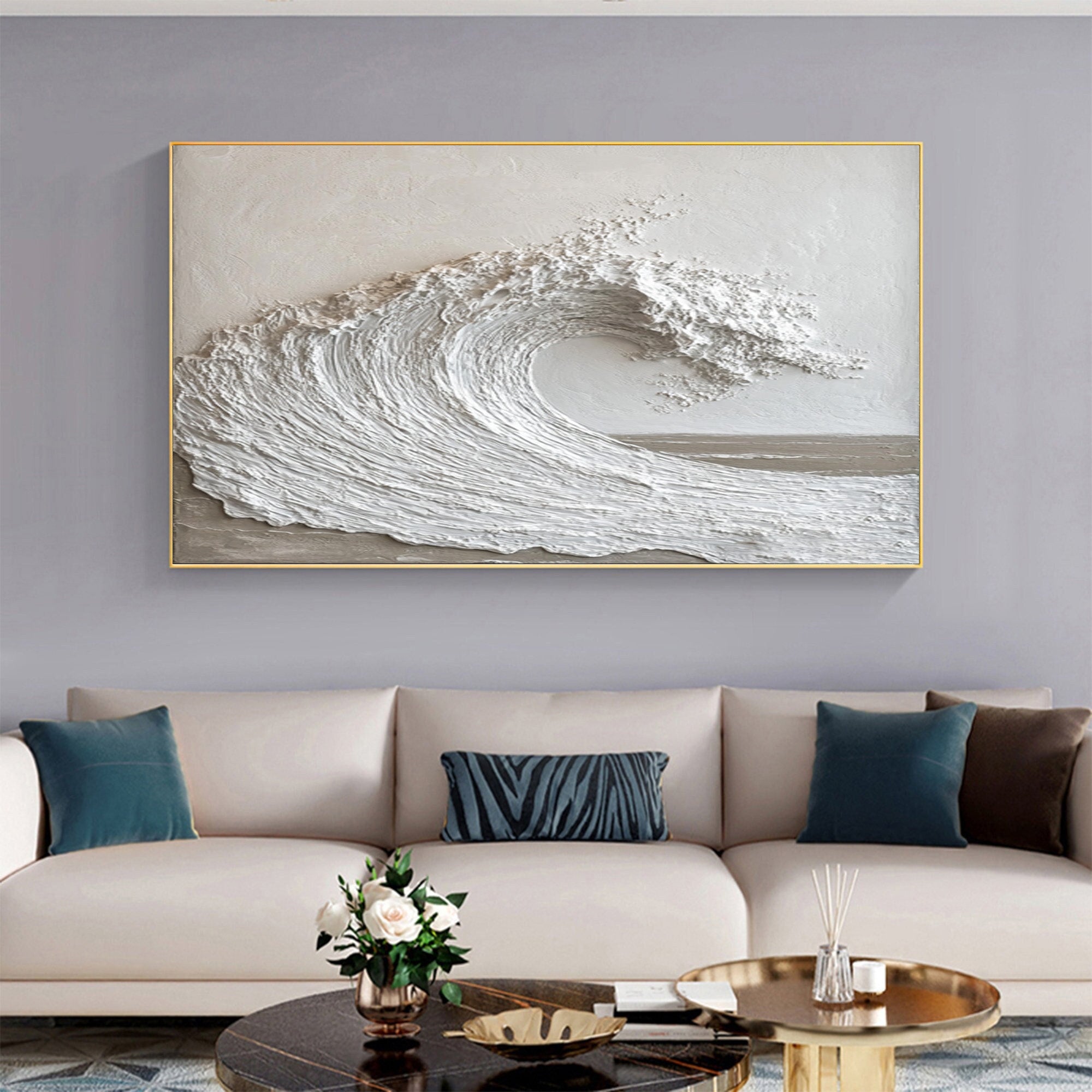 Textured Ocean Wave Art 3D Oil Painting for Modern Living Rooms #BBM 028