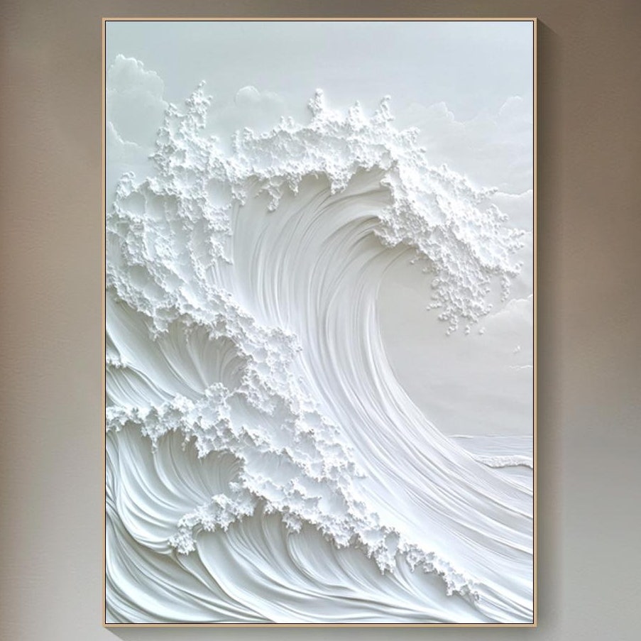 Serene Waves Textured Wall Art for Peaceful Bedroom Ambiance #OS 048