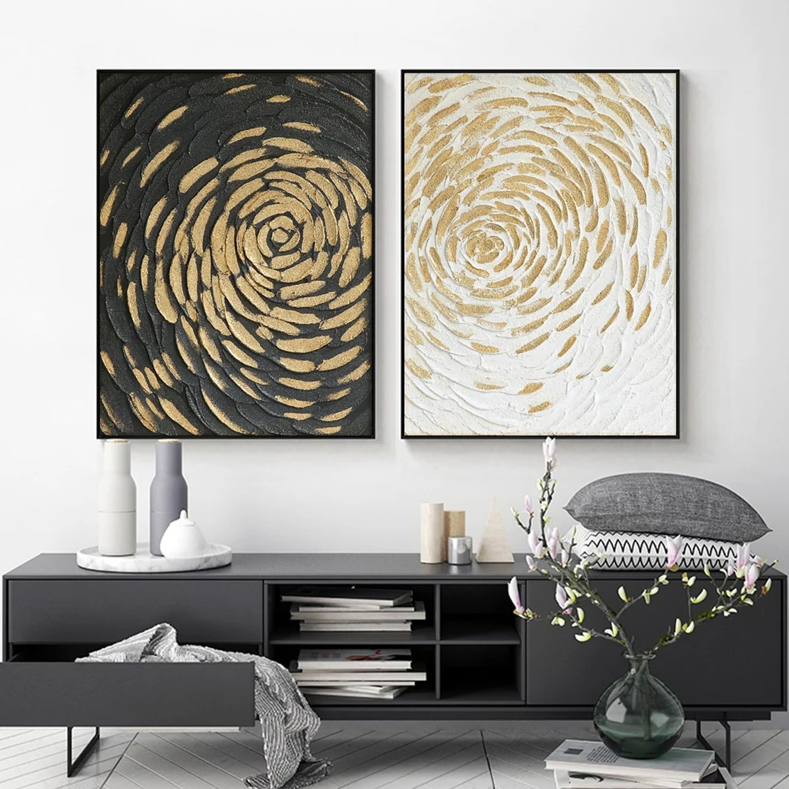 Gold Swirl Abstract Wall Art #BGA 015