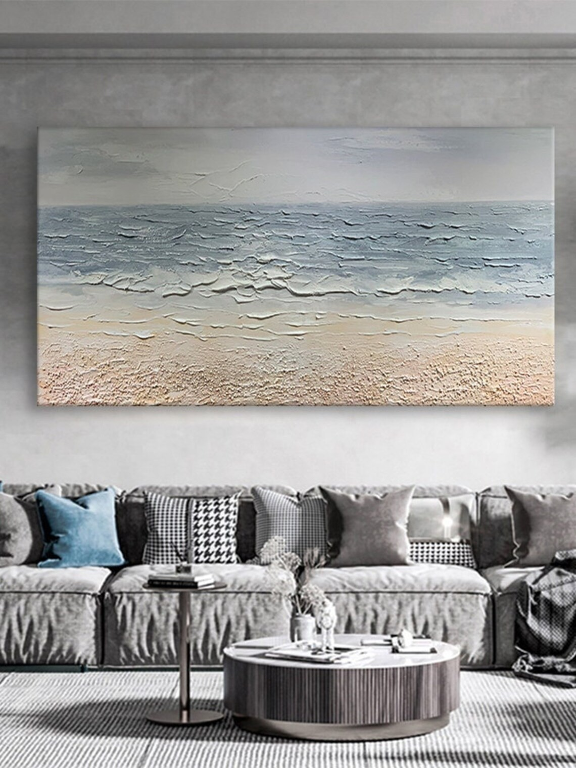 Textured Ocean and Beach Scene Wall Art #BGA 025