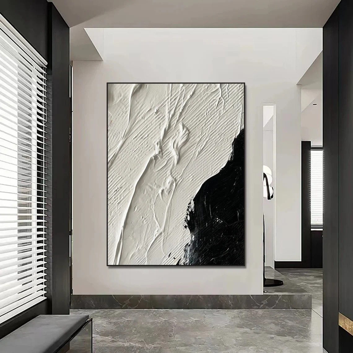 Modern Black and White Textured Wall Art #BGA 016