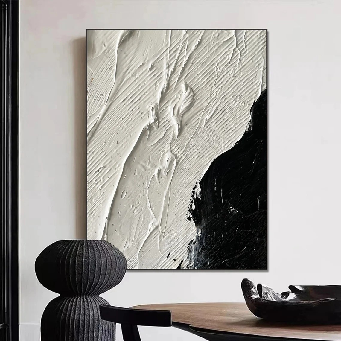 Modern Black and White Textured Wall Art #BGA 016