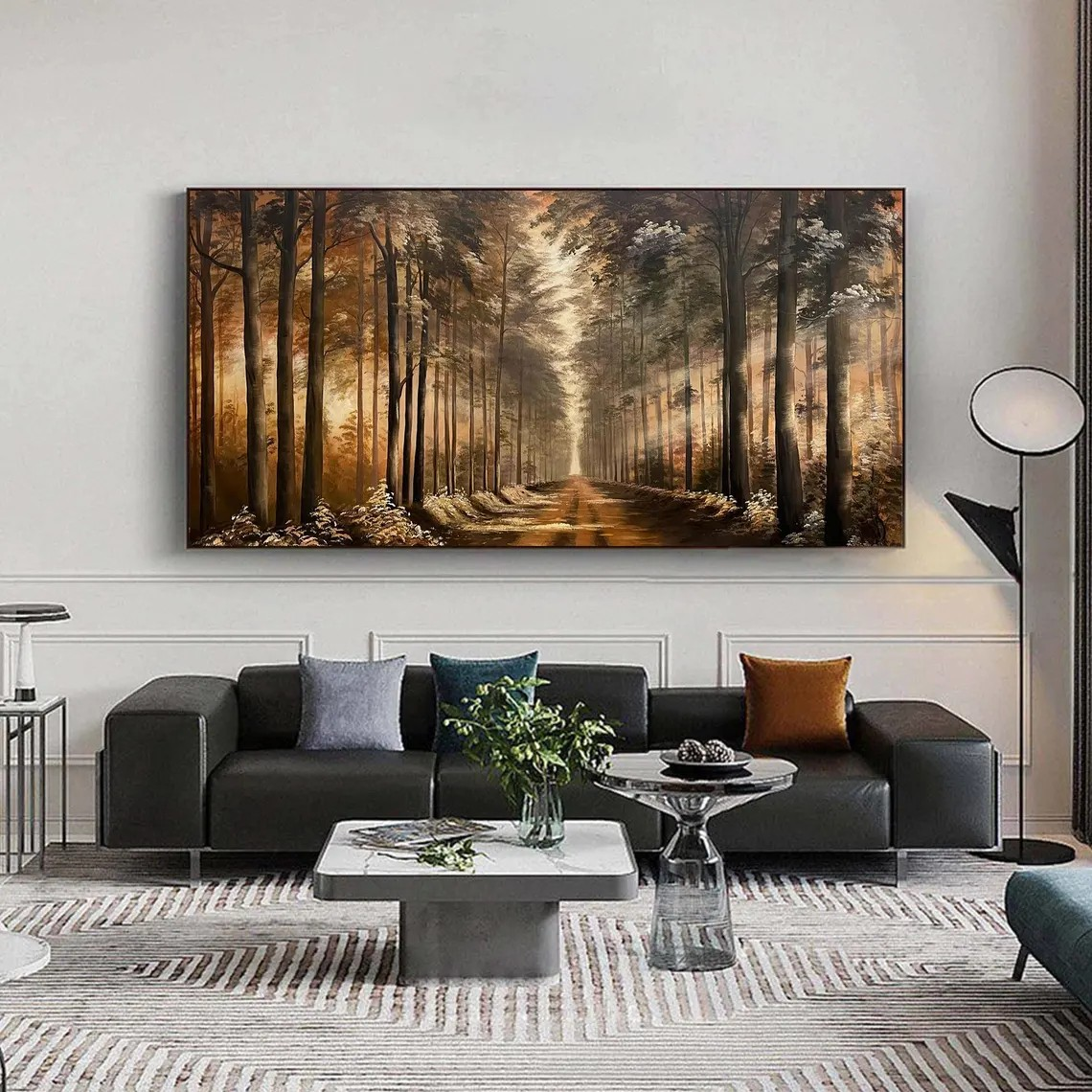 Golden Forest Path Abstract Wall Art #BGA 030