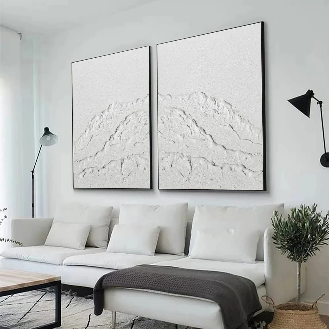 Minimalist White Textured Wall Art Set #BGA 017