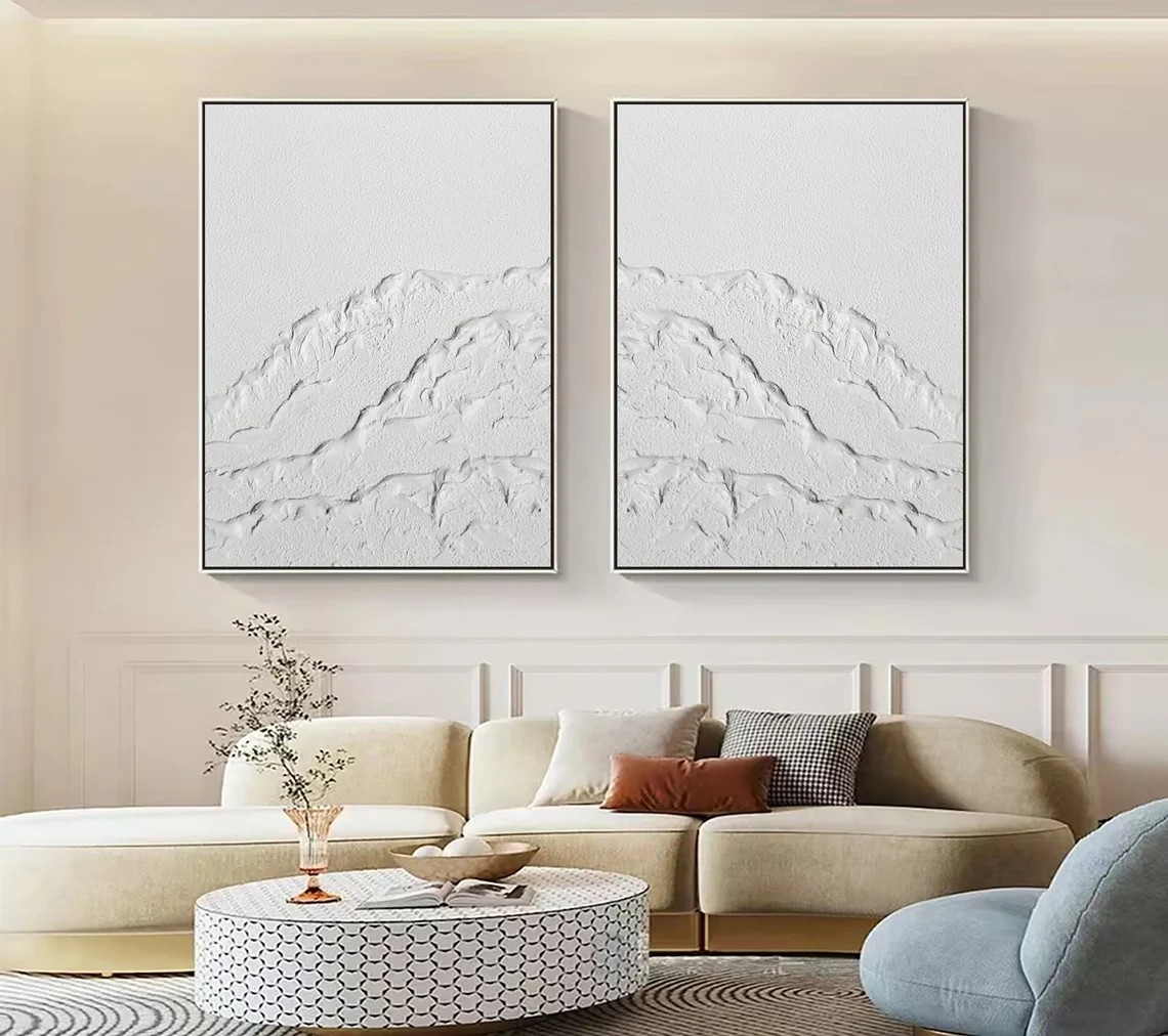 Minimalist White Textured Wall Art Set #BGA 017